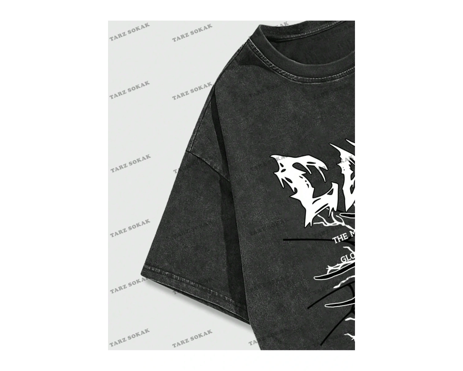 KOD Trend Grunge Punk Erkek Örümcek Mektup Grafikli Tişört