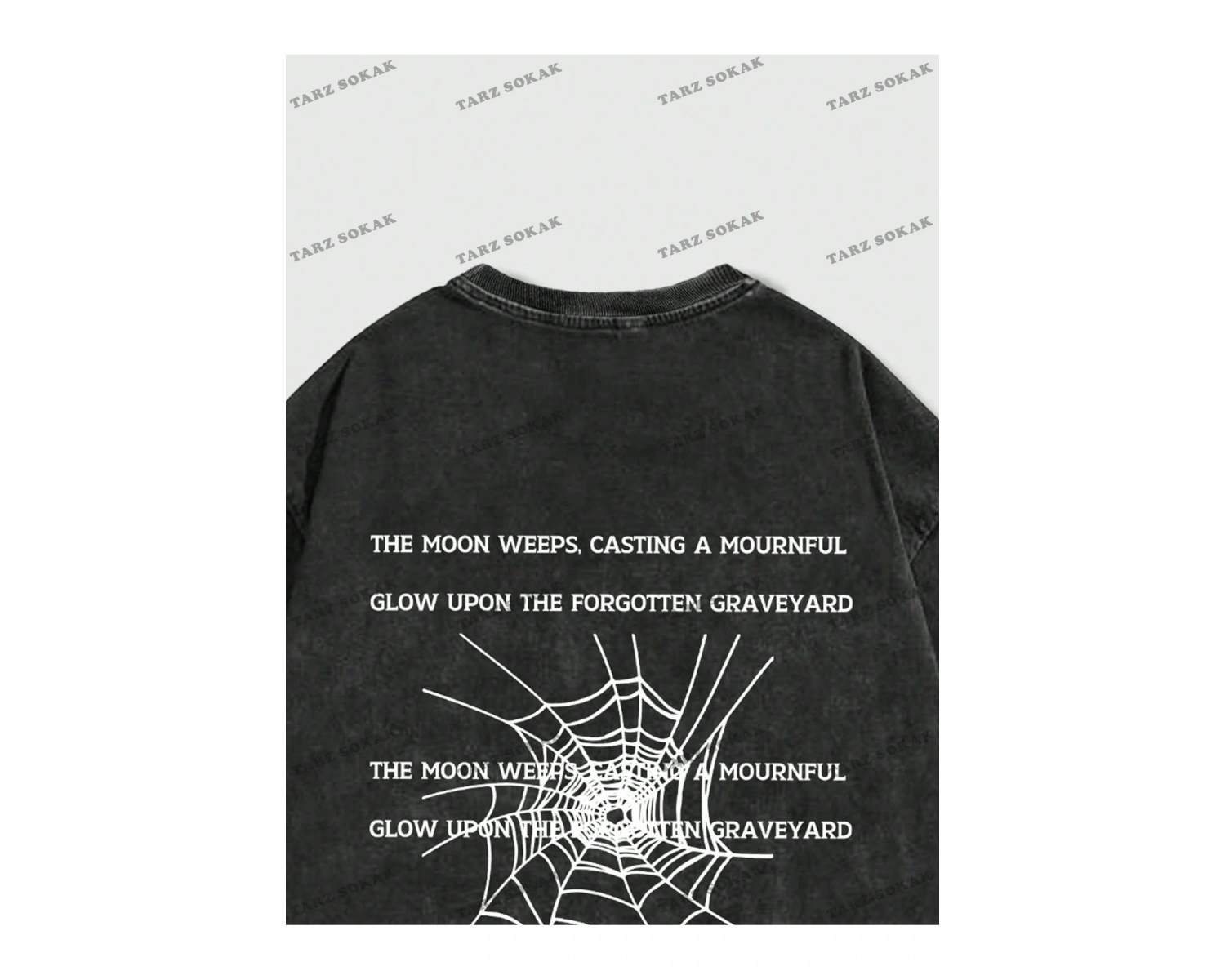 KOD Trend Grunge Punk Erkek Örümcek Mektup Grafikli Tişört