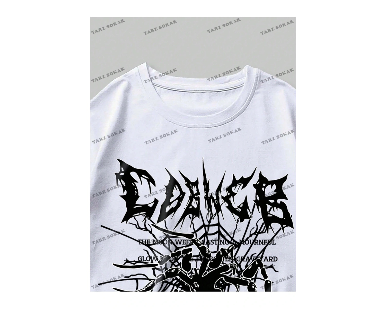 KOD Trend Grunge Punk Erkek Örümcek Mektup Grafikli Tişört