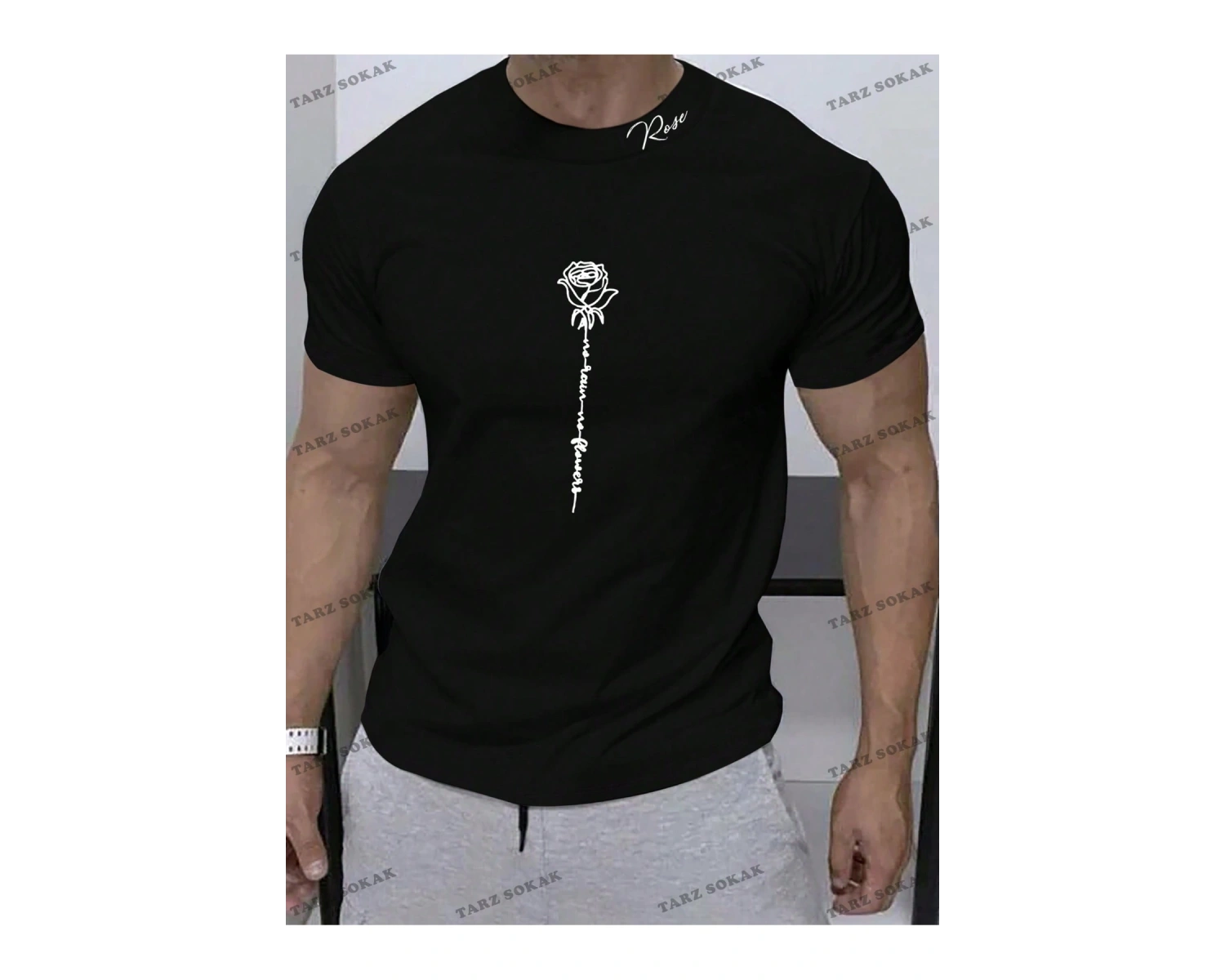 KOD Trend Homme Erkek Çiçek ve Harf Grafikli Tişört