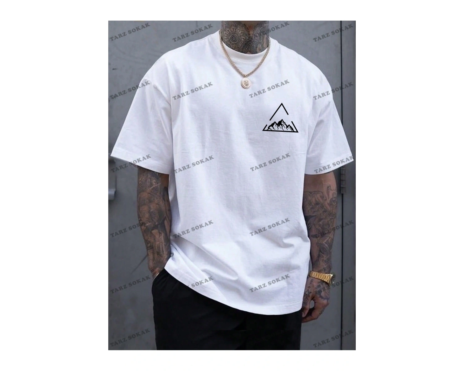 KOD Trend Homme Erkek Dağ ve Geo Baskılı Tişört