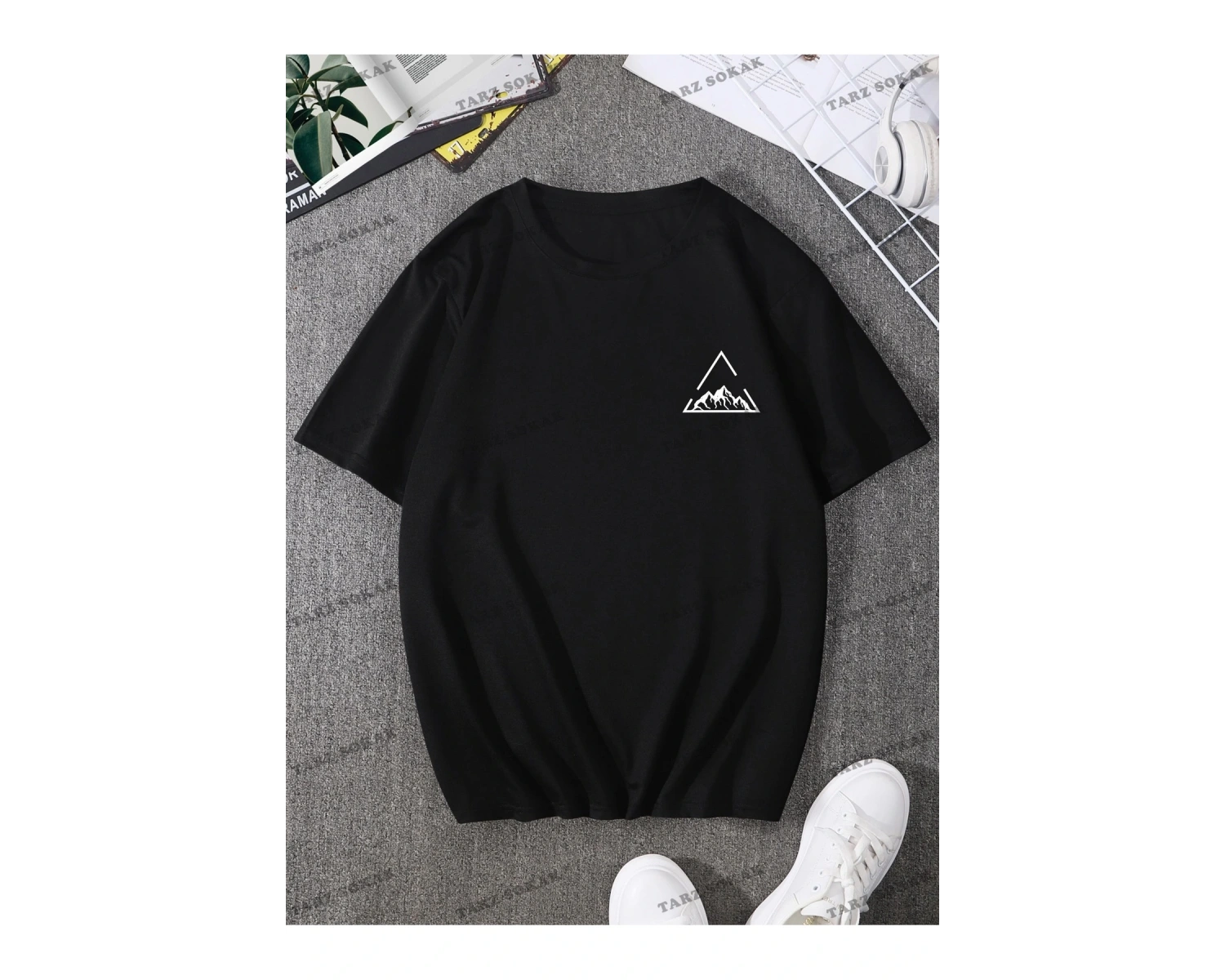 KOD Trend Homme Erkek Dağ ve Geo Baskılı Tişört