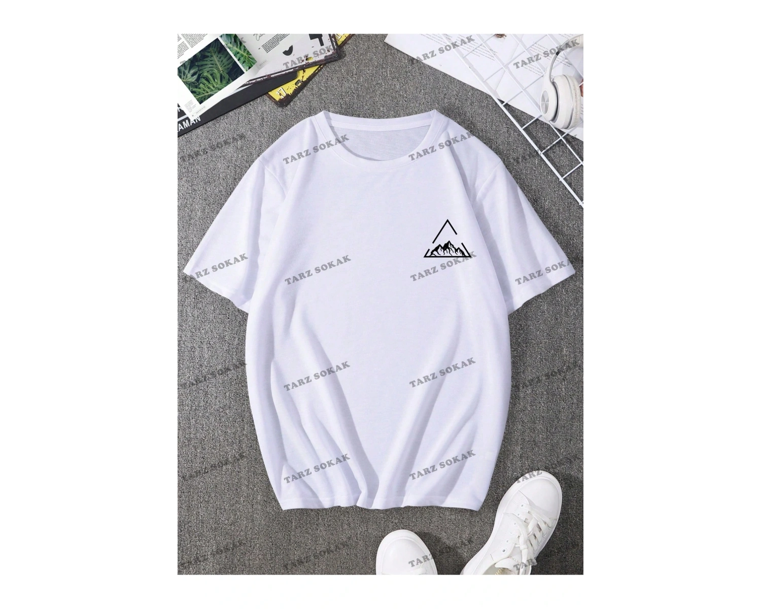 KOD Trend Homme Erkek Dağ ve Geo Baskılı Tişört