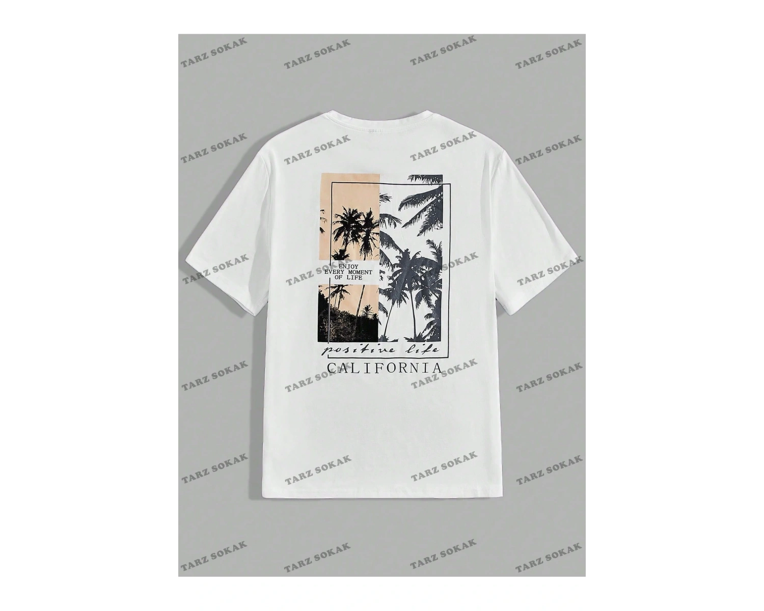 KOD Trend Homme Erkek Hindistan Cevizi Ağacı ve Harf Grafikli Tişört