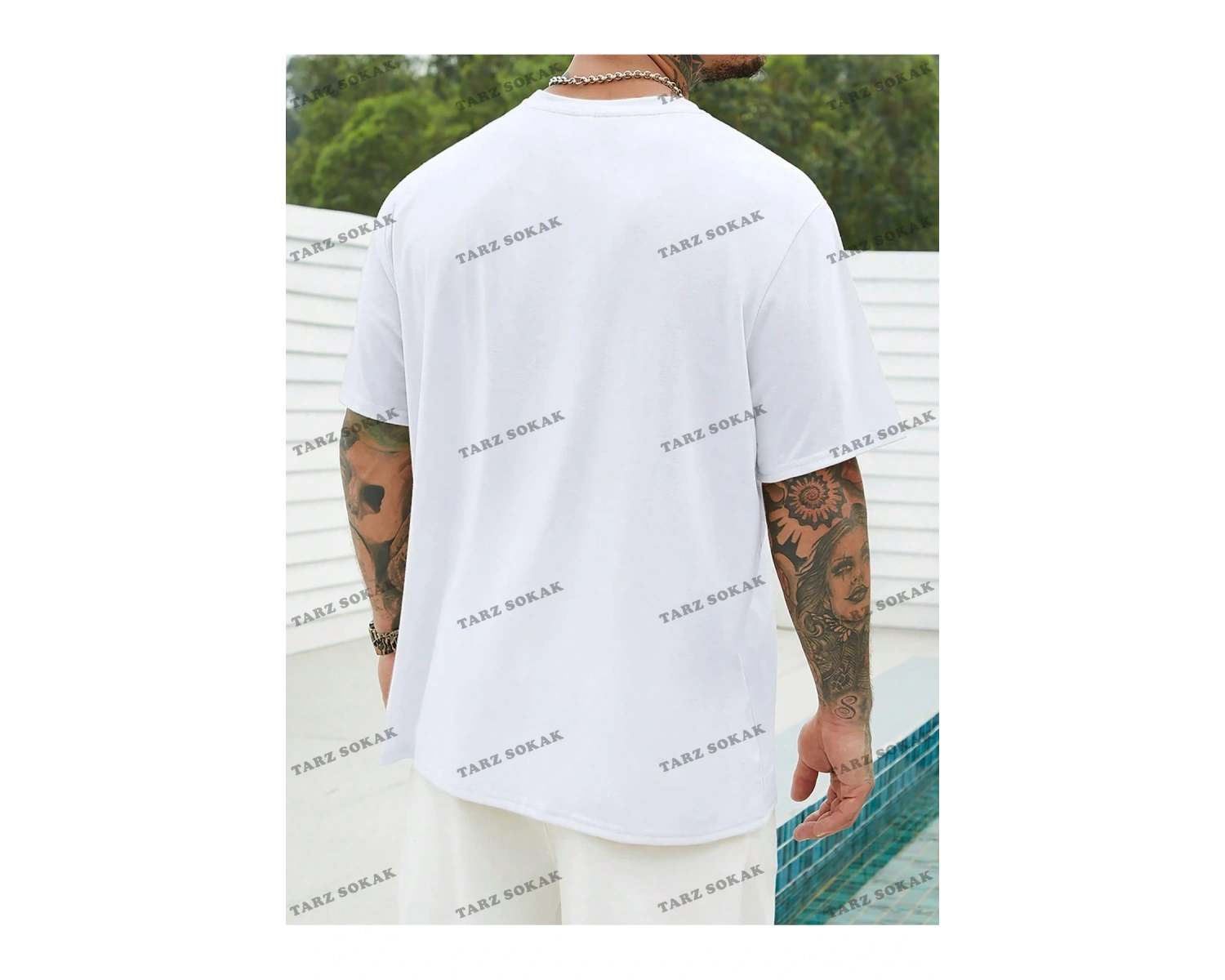 KOD Trend Homme Erkek Plus Katı Yuvarlak Yaka Tişört