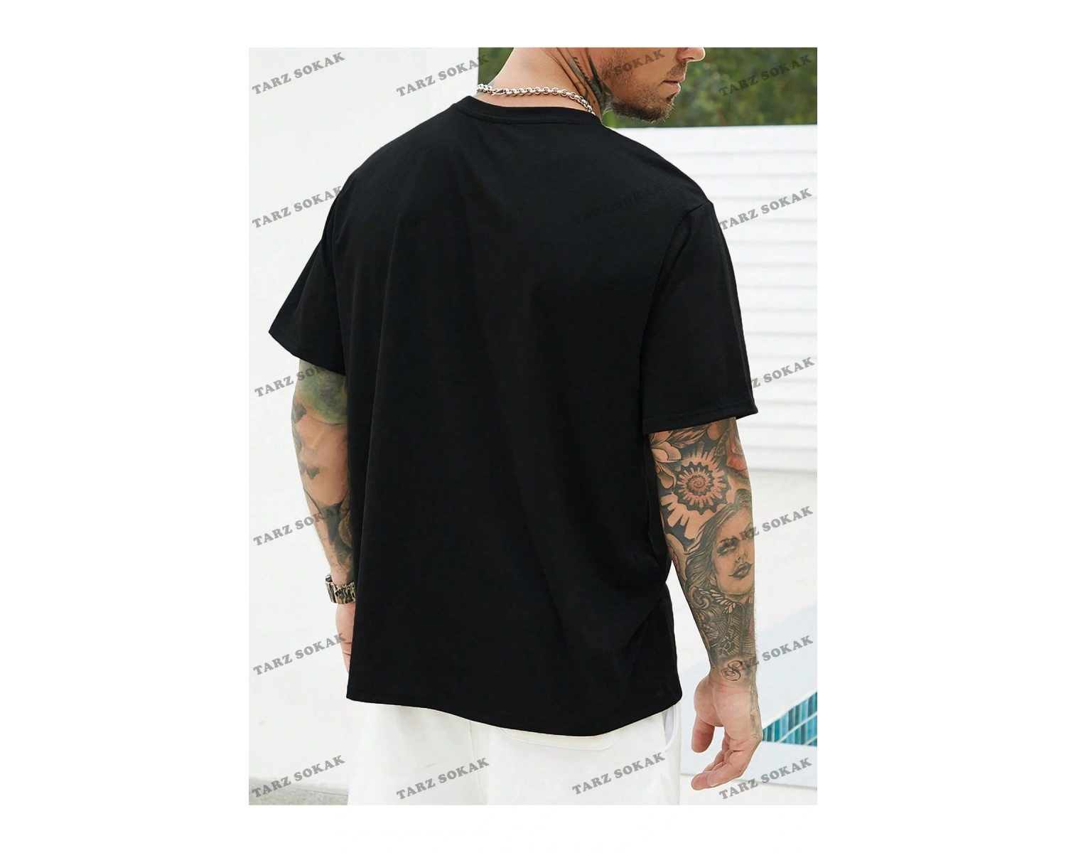 KOD Trend Homme Erkek Plus Katı Yuvarlak Yaka Tişört