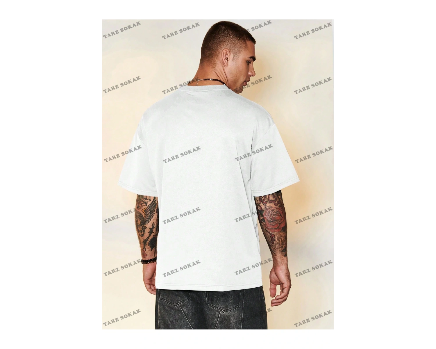 KOD Trend Hypemode Baskılı Karakterli Erkek Gevşek Düşük Omuz Tişört