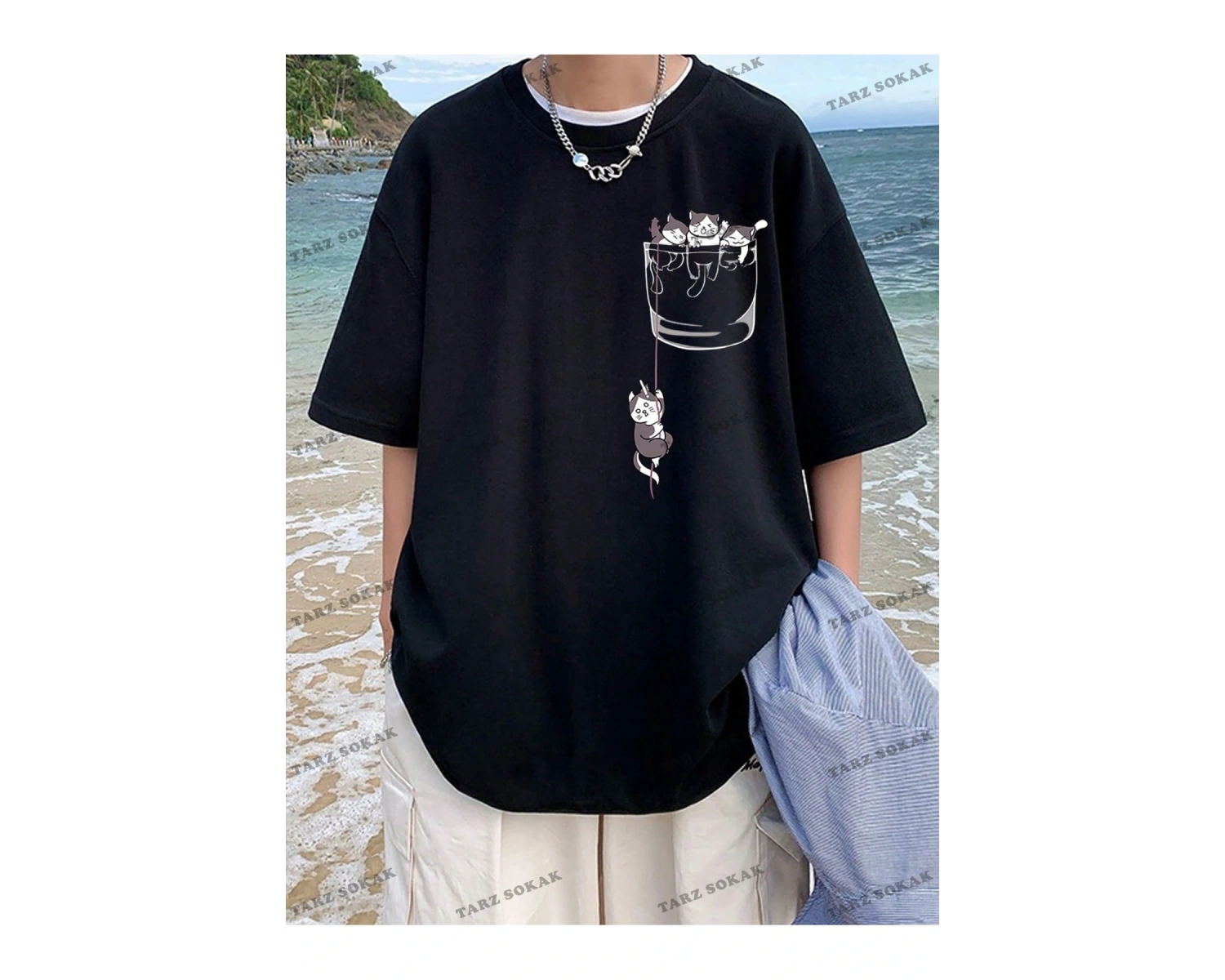 KOD Trend Hypemode Çizgi Film Grafikli Loose Fit Erkek Tişört