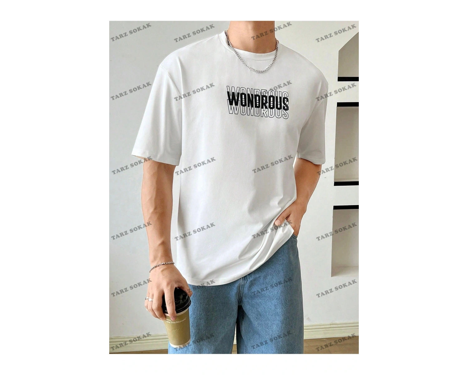 KOD Trend Hypemode Erkek Loose-Fit Letter Grafik Örme Tişört