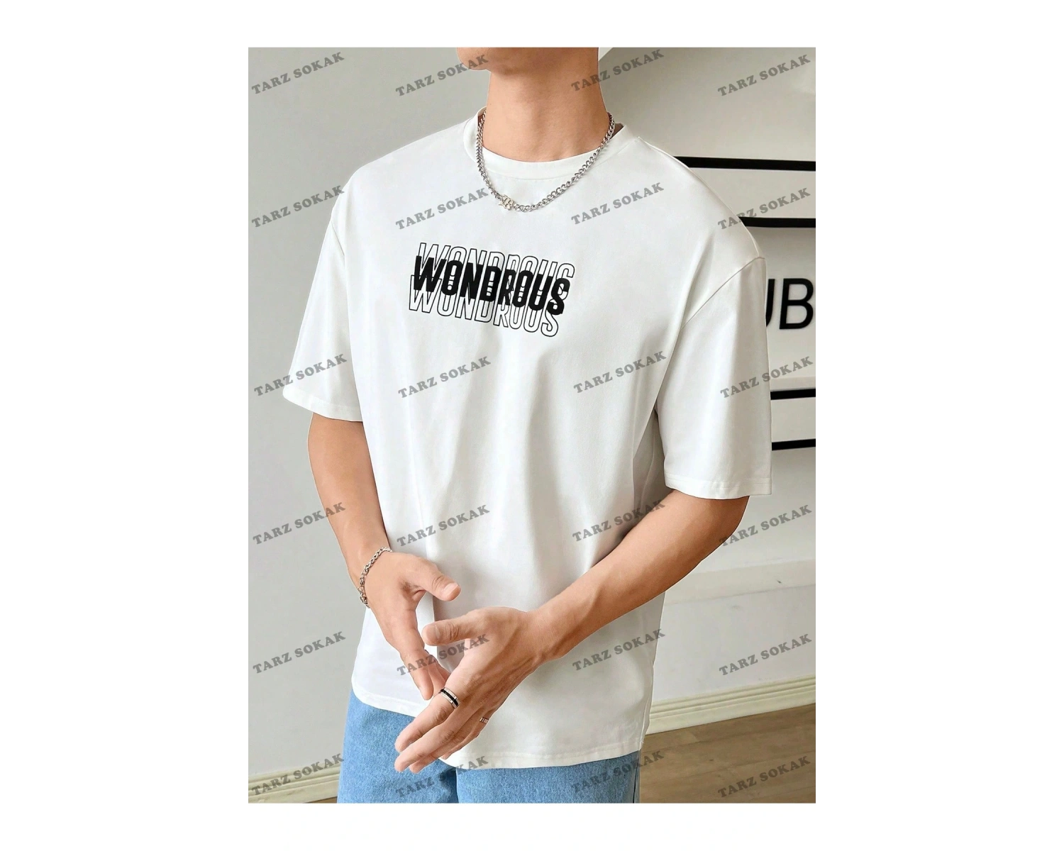 KOD Trend Hypemode Erkek Loose-Fit Letter Grafik Örme Tişört