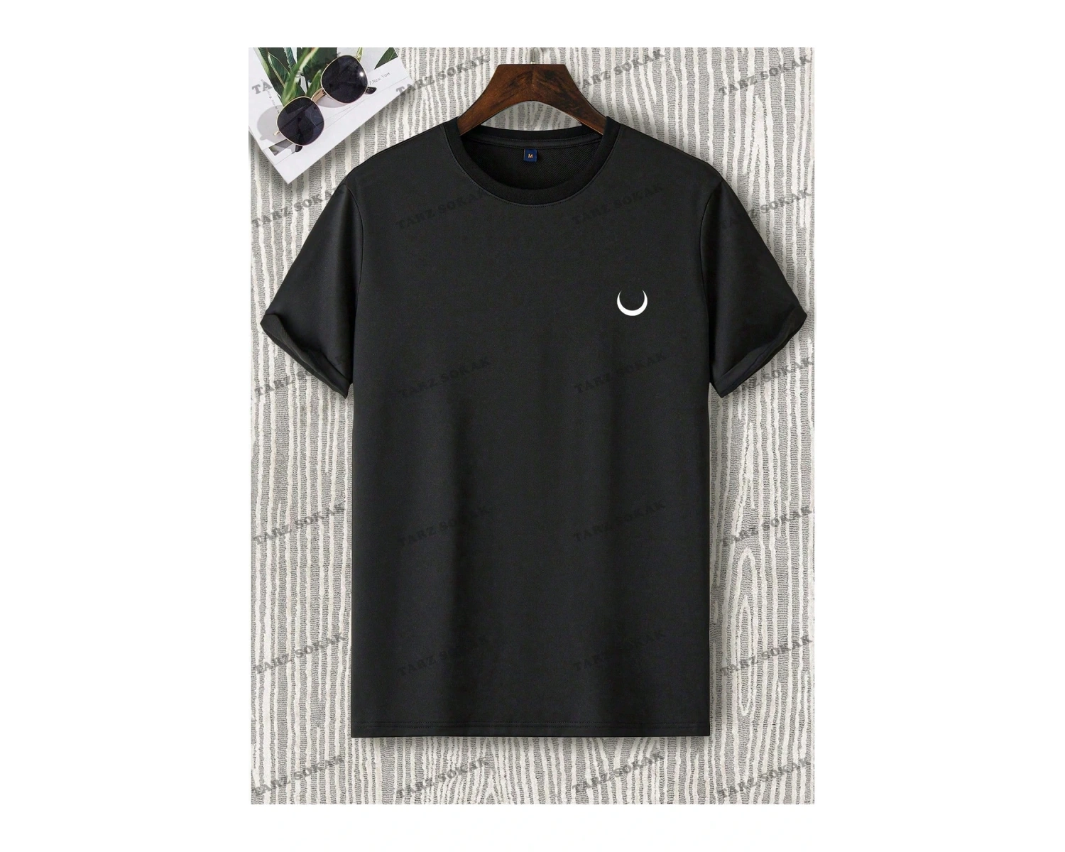 KOD Trend Hypemode Erkek Plus Güneş ve Ay Baskılı Damla Omuz Tişört