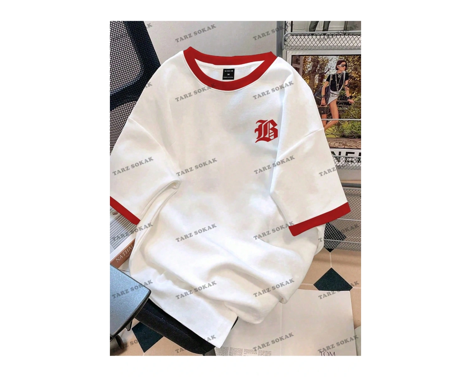 KOD Trend Hypemode Harf Baskılı ve Kontrast Kesimli Renkli Bloklu Erkek Tişörtü