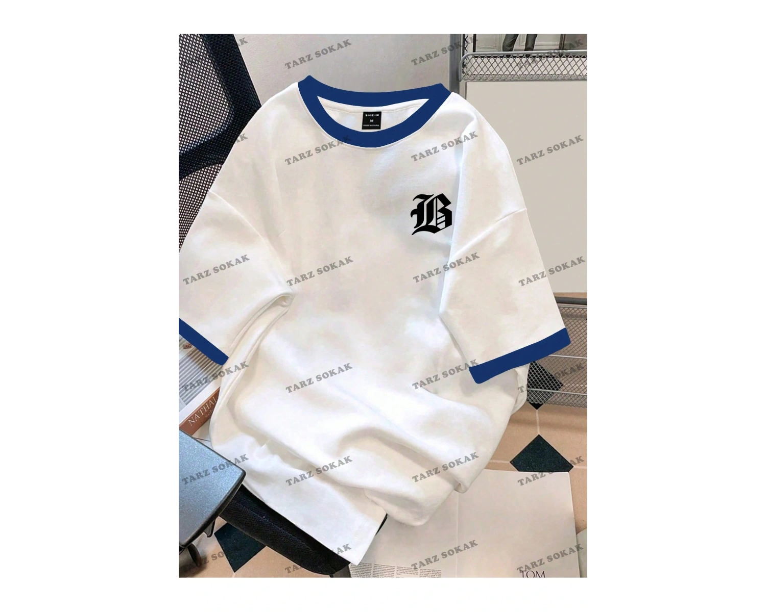 KOD Trend Hypemode Harf Baskılı ve Kontrast Kesimli Renkli Bloklu Erkek Tişörtü