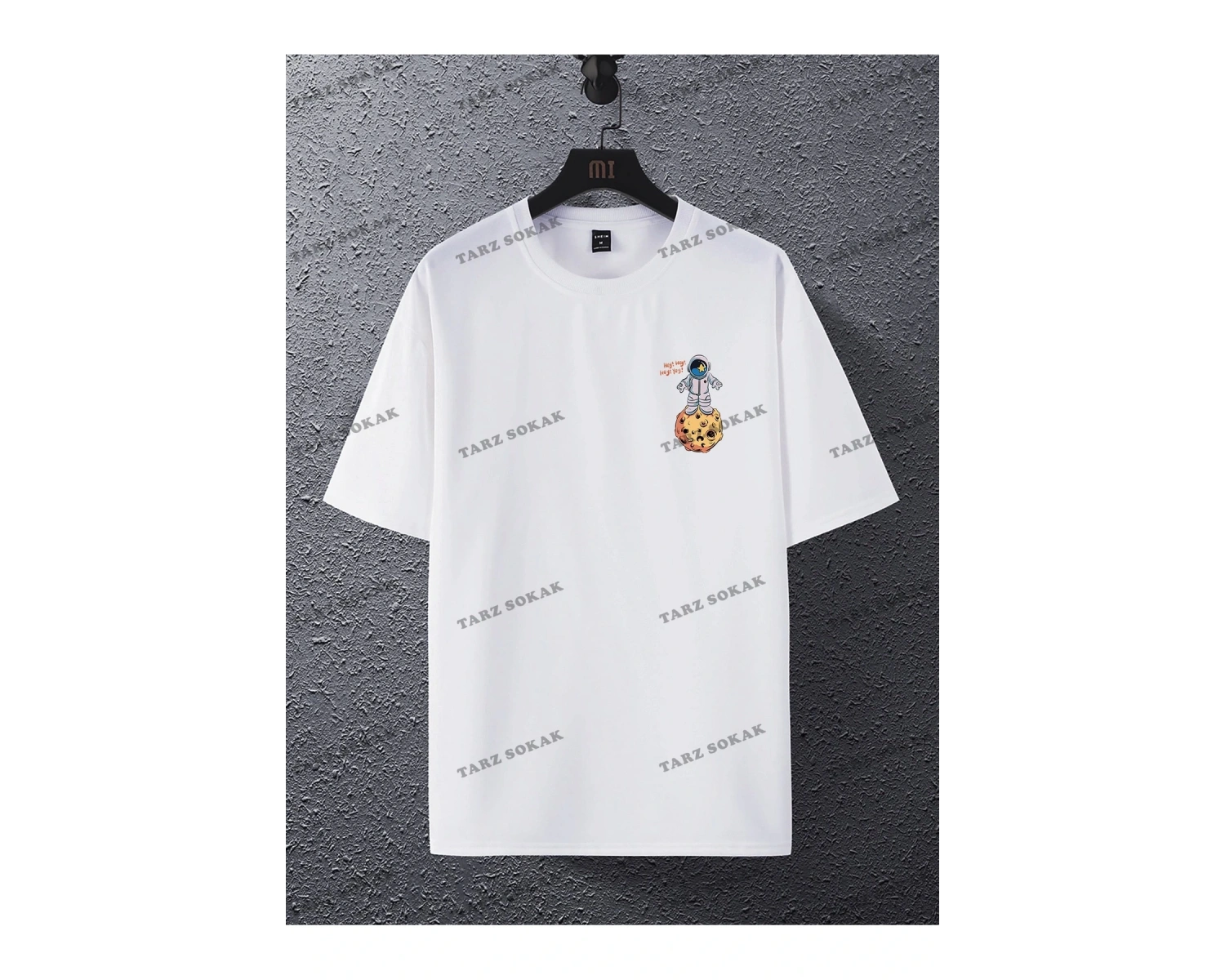 KOD Trend Hypemode Loose Fit Erkek Karikatür ve Slogan Grafikli Düşük Omuz Tişört