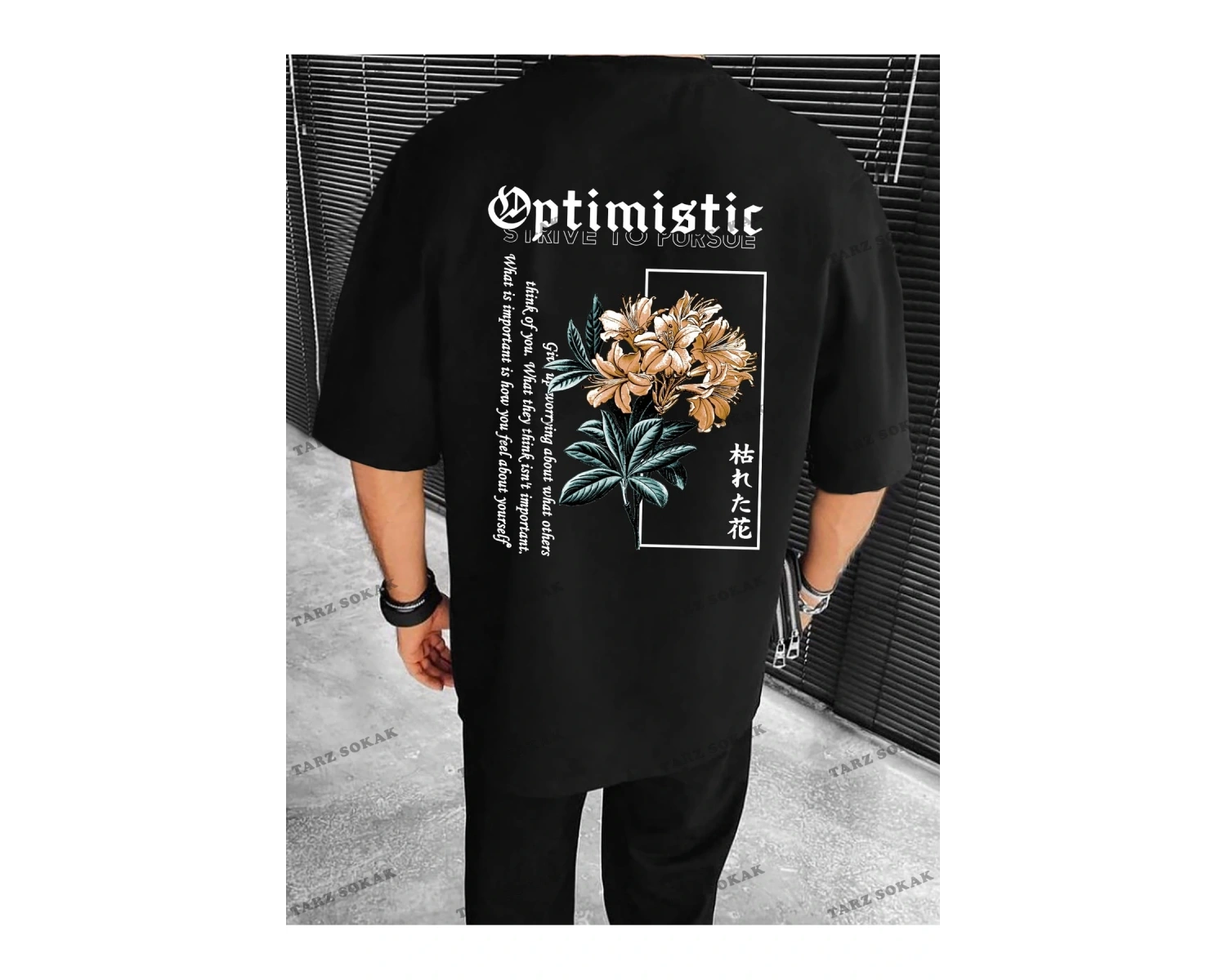 KOD Trend LEGND Erkek Çiçek & Slogan Grafikli Tişört