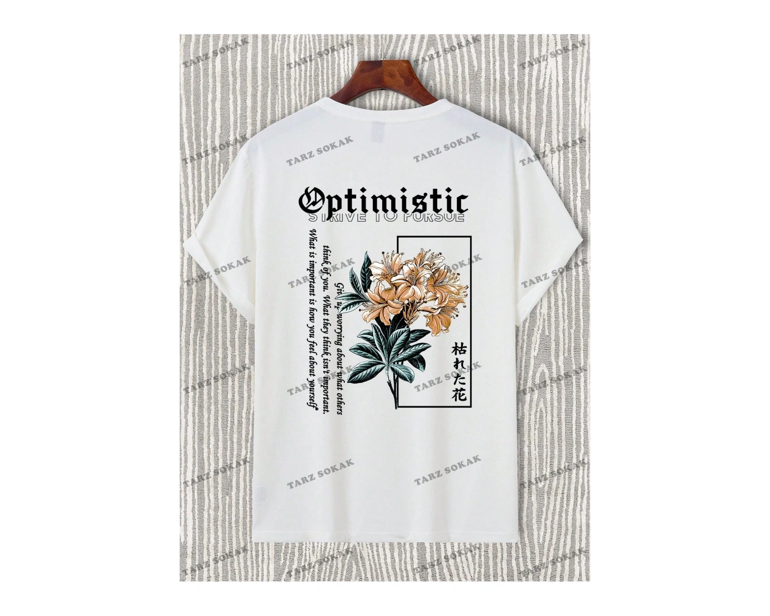 KOD Trend LEGND Erkek Çiçek & Slogan Grafikli Tişört