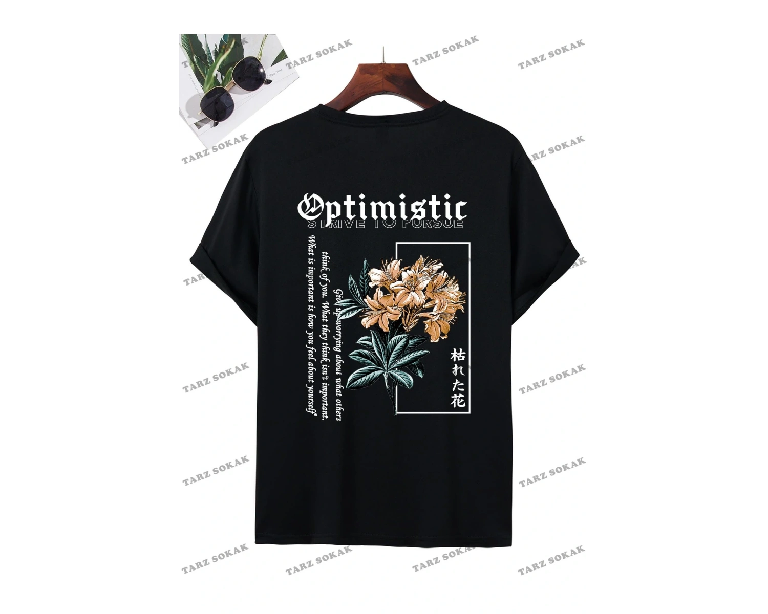 KOD Trend LEGND Erkek Çiçek & Slogan Grafikli Tişört