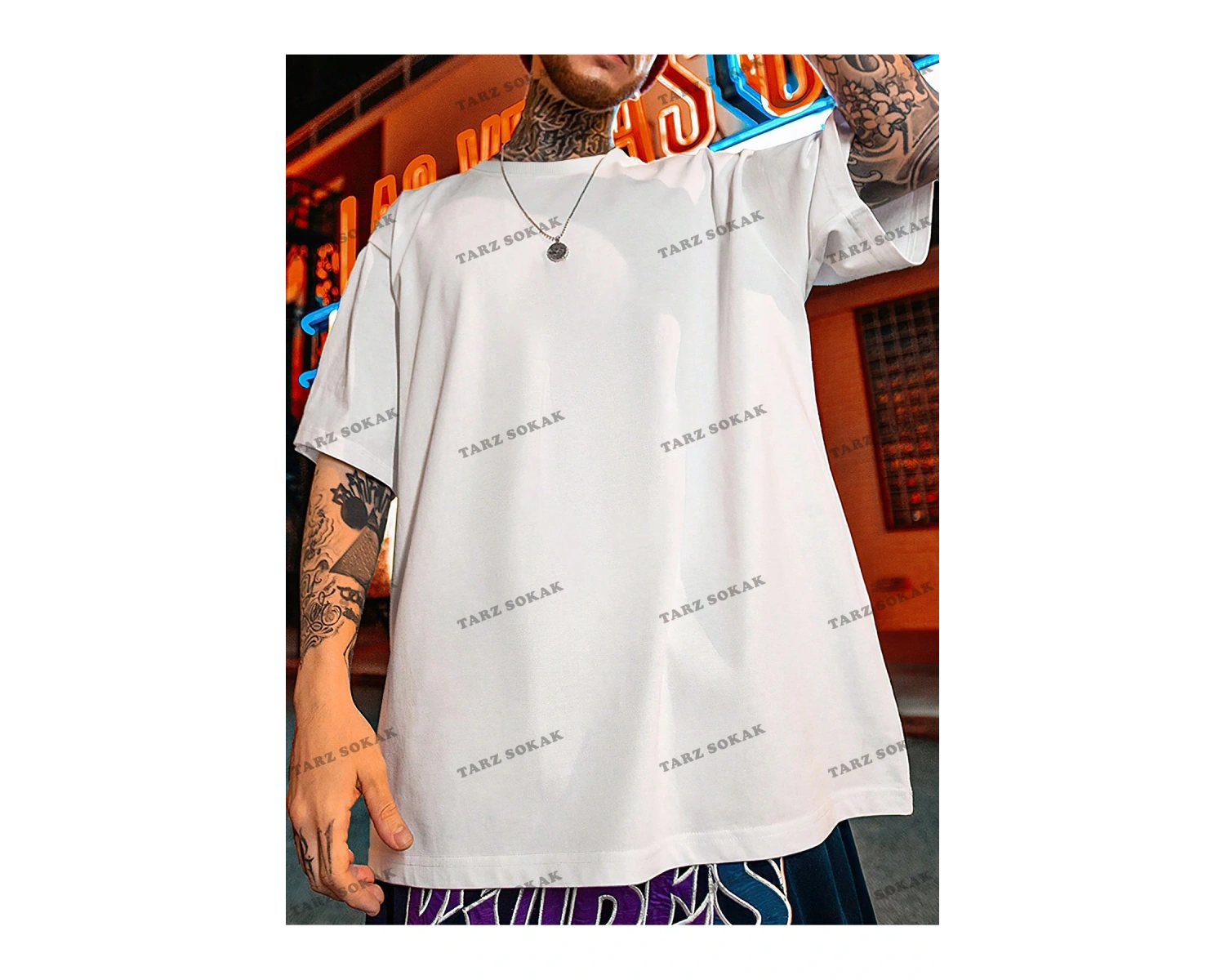 KOD Trend Loose Fit Erkek Düz Renk Yuvarlak Yaka Tişört