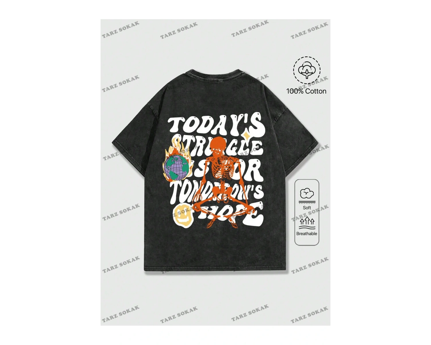 KOD Trend Street Life Erkek Grafik Baskı Yuvarlak Yaka Kısa Kollu Tişört