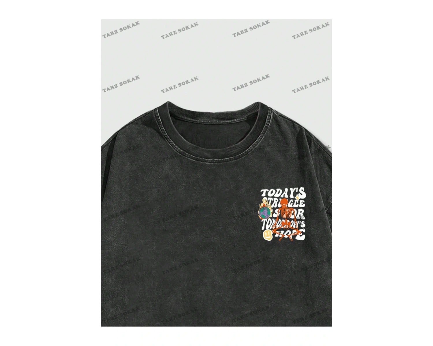 KOD Trend Street Life Erkek Grafik Baskı Yuvarlak Yaka Kısa Kollu Tişört