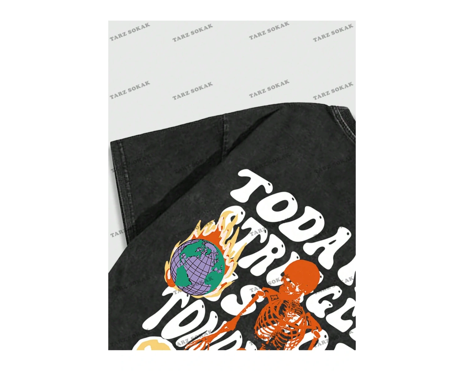 KOD Trend Street Life Erkek Grafik Baskı Yuvarlak Yaka Kısa Kollu Tişört