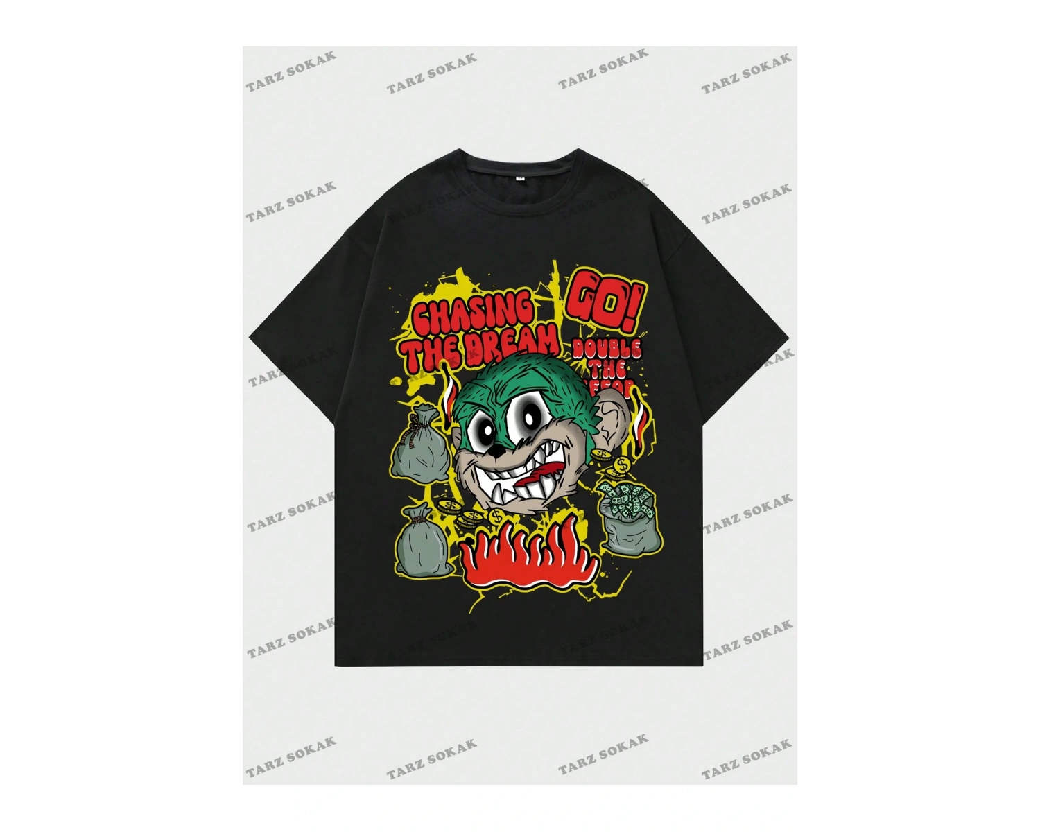 KOD Trend Street Life Erkek Karikatür & Slogan Grafikli Tişört