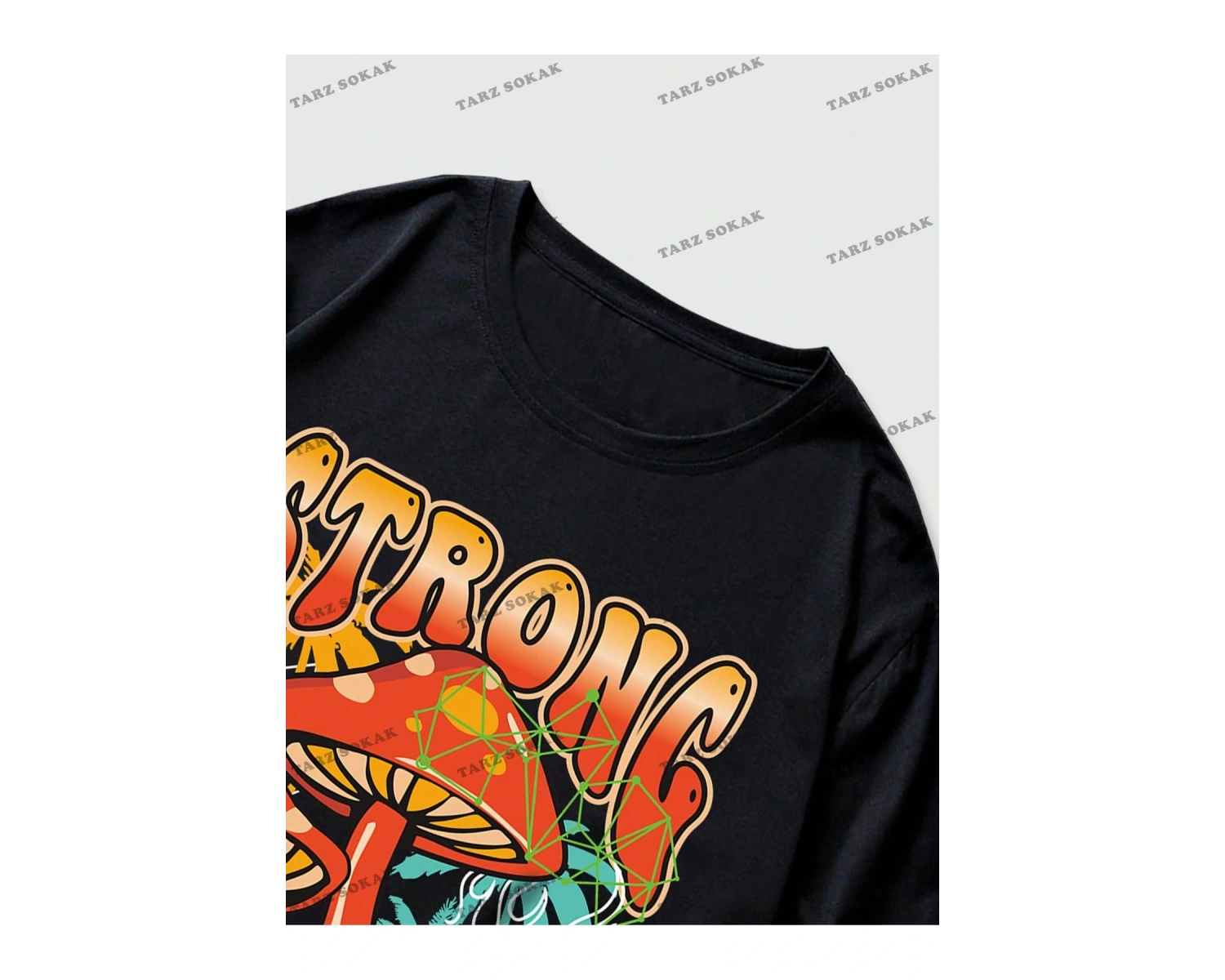 KOD Trend Street Life Erkek Mantar & Slogan Grafikli Tişört