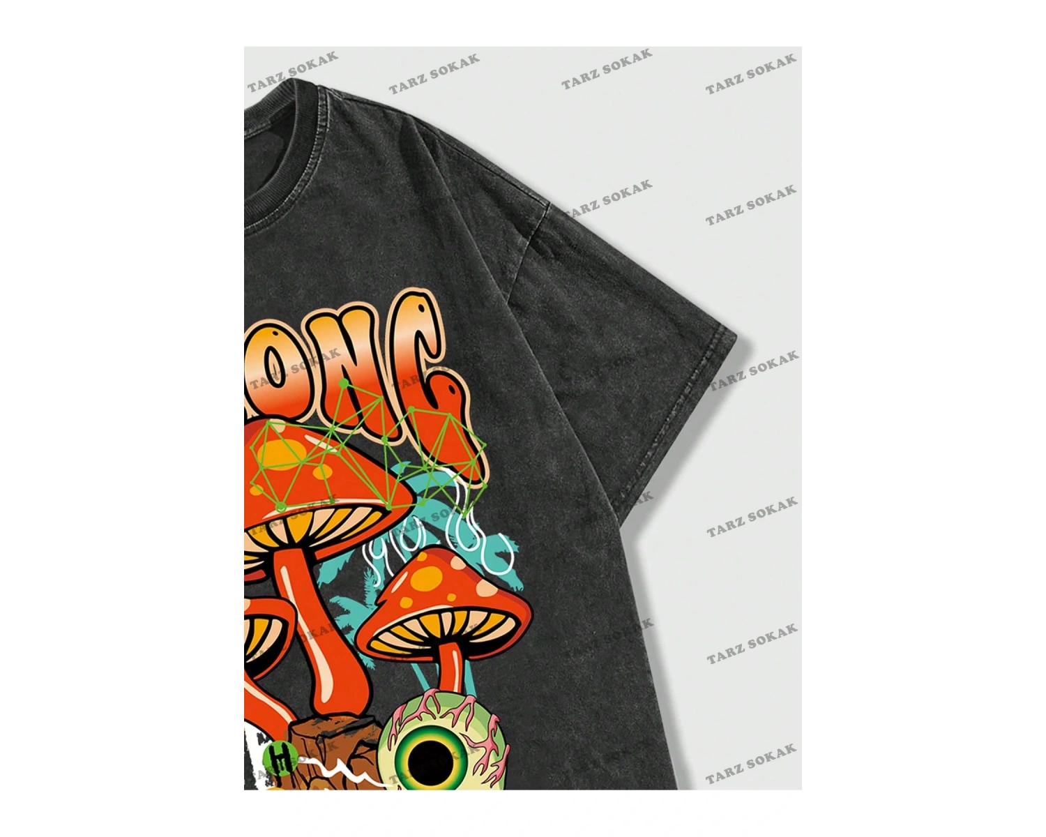 KOD Trend Street Life Erkek Mantar Ve Harf Baskılı T-shirt