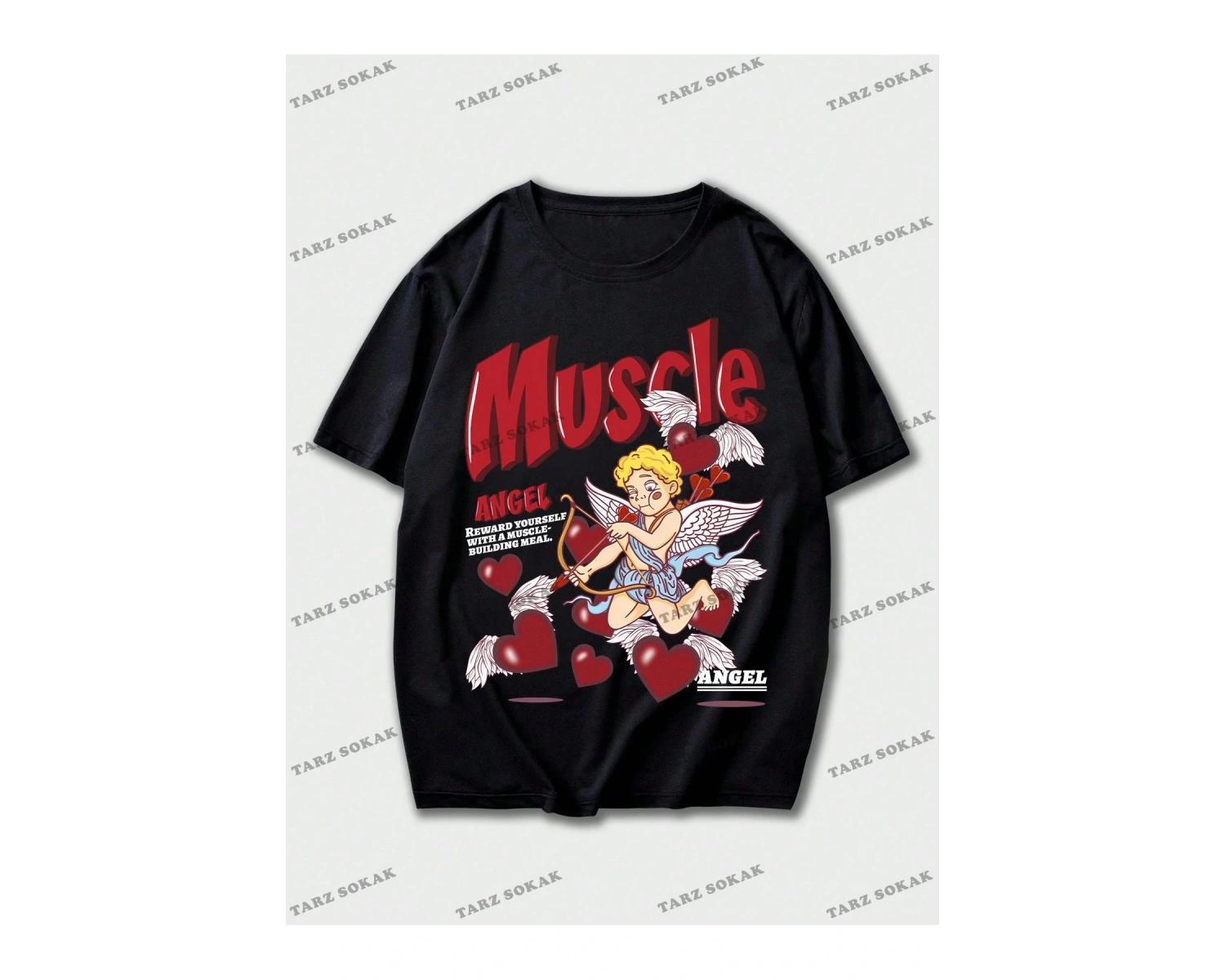 KOD Trend Street Life Erkek Melek ve Mektup Grafikli Tişört