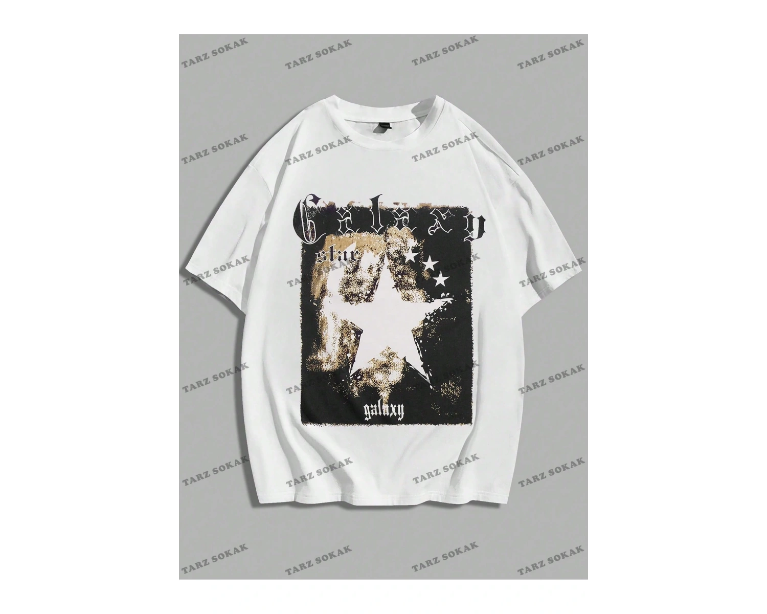 KOD Trend Street Life Erkek Pamuk Mektup ve Yıldız Grafikli Tişört