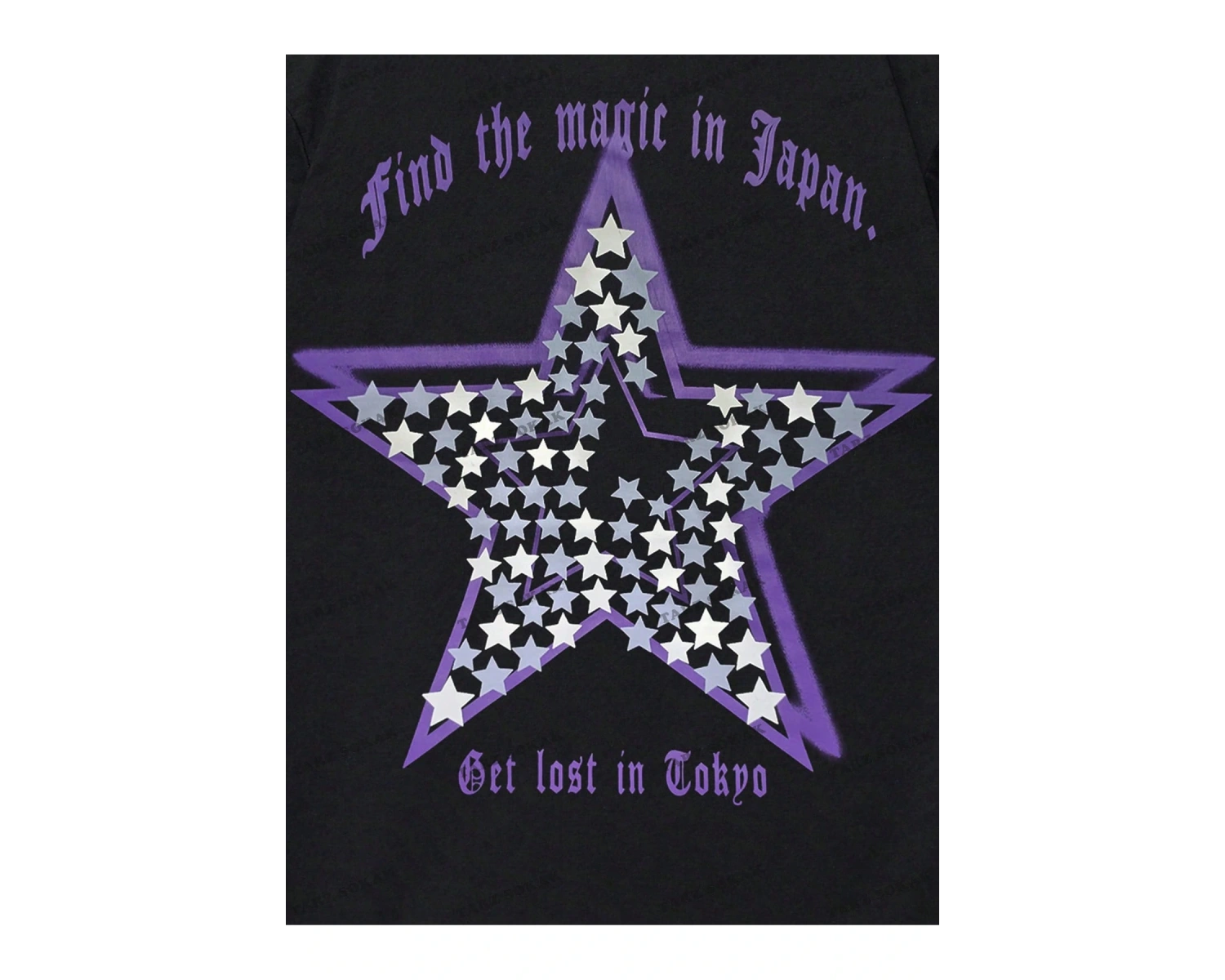 KOD Trend Street Life Erkek Slogan ve Yıldız Baskılı Damla Omuz Tişört