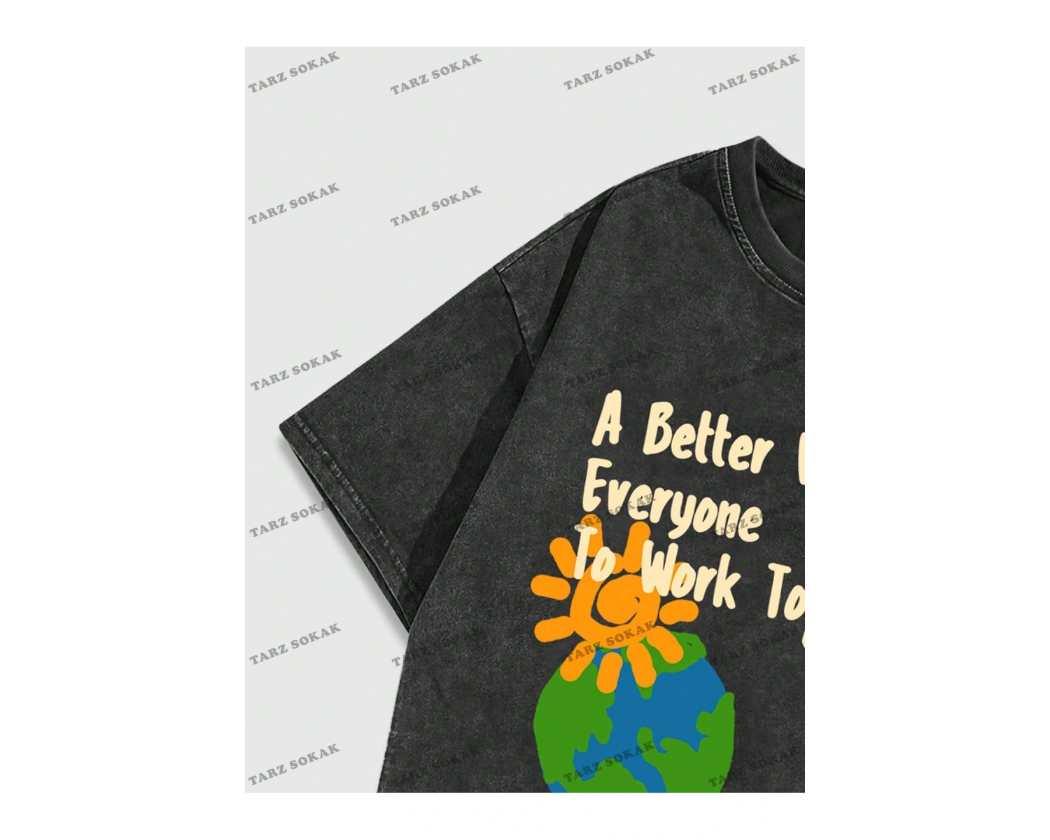 KOD Trend Street Life İlkbahar Yaz Günlük Giyime Uygun Kafatası ve Slogan Baskılı Kısa Kollu Erke