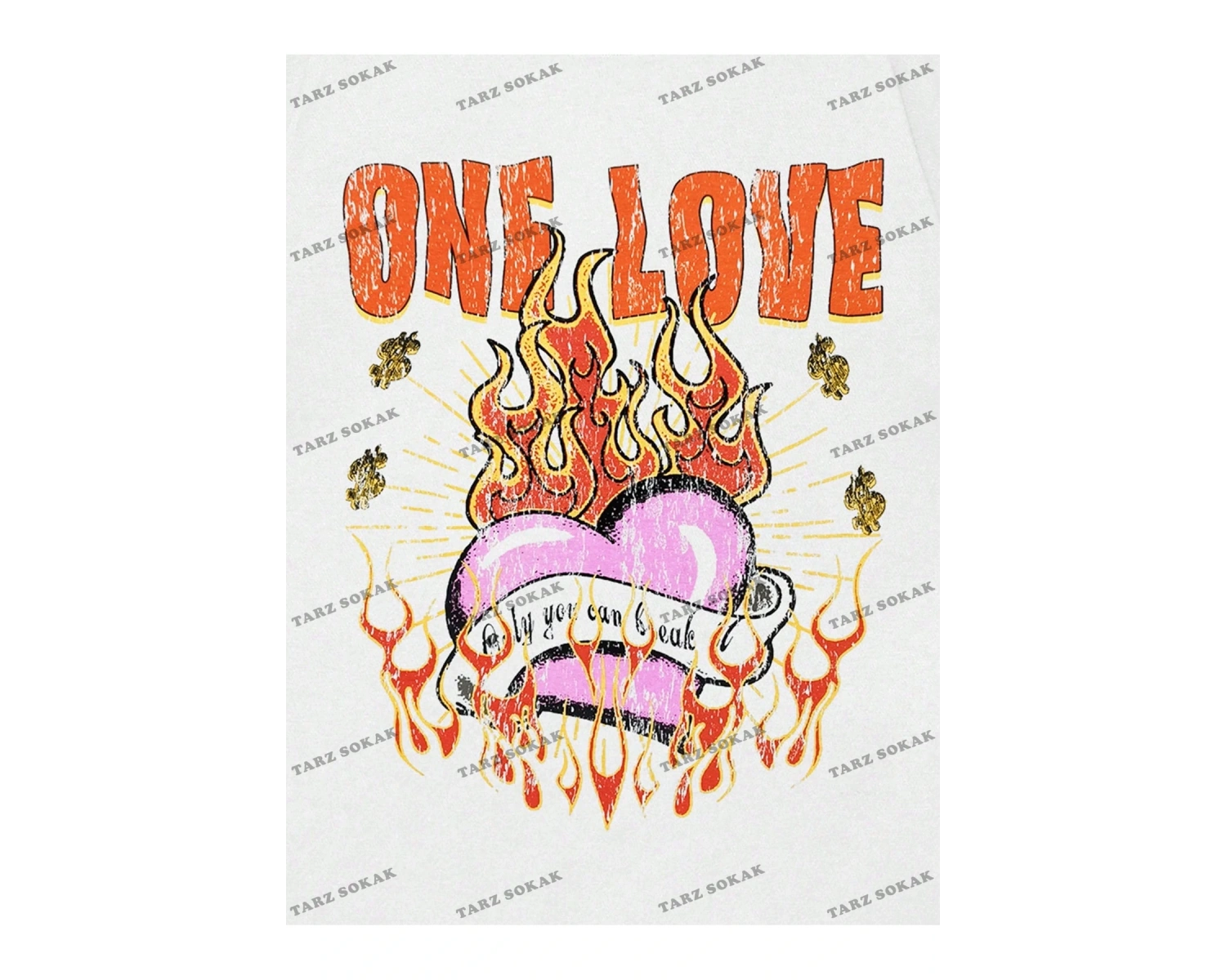 KOD Trend Studio Chunk Erkek Alev Kalp Desenli Kısa Kollu Tişört