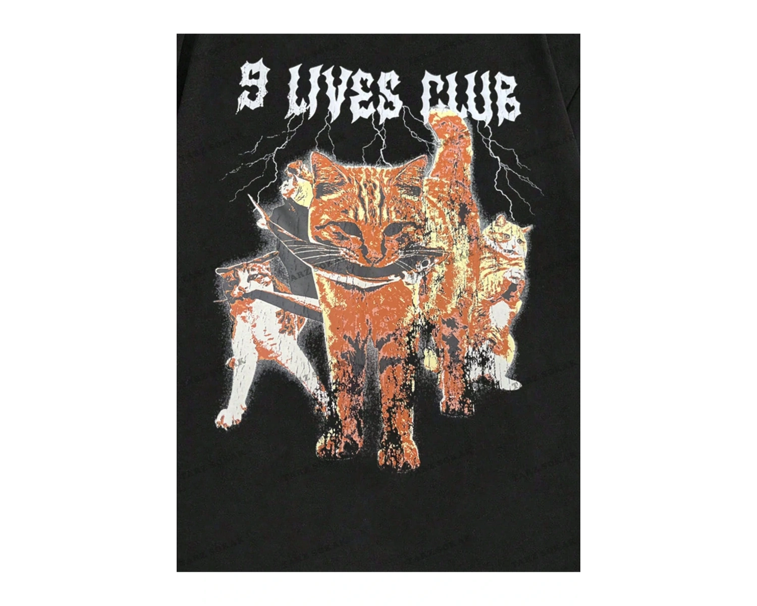 KOD Trend Yarasa Sada Erkek Komik Kedi Baskılı T-Shirt