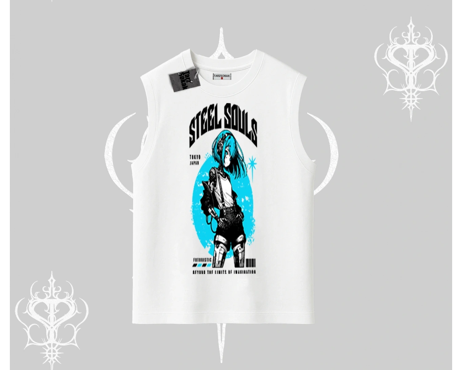 Kolsuz Tshirt Anime Cyberpunk Kız Baskılı