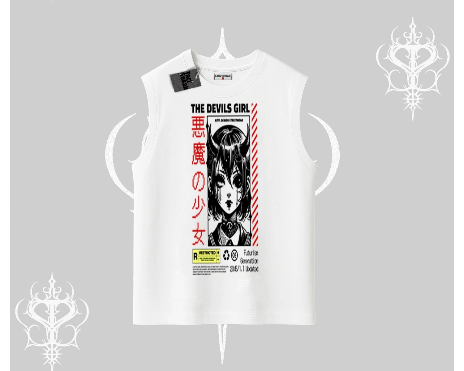 Kolsuz Tshirt Anime Devils Girl Japanese Style Baskılı