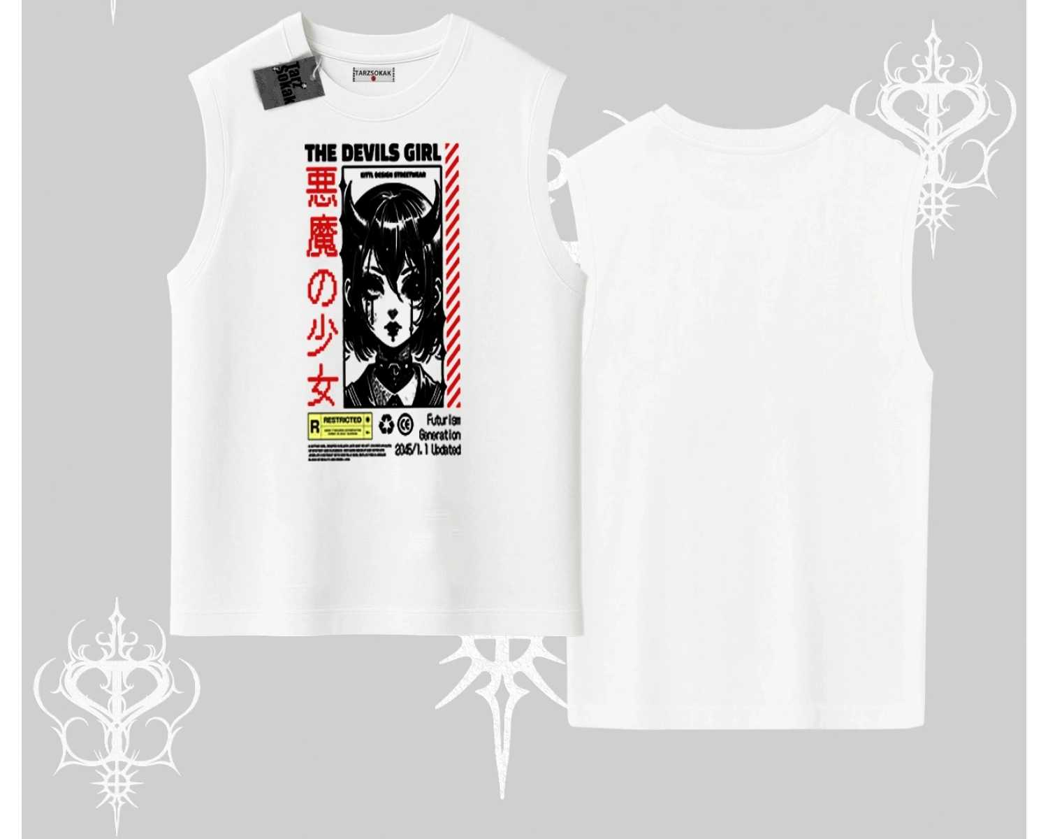 Kolsuz Tshirt Anime Devils Girl Japanese Style Baskılı