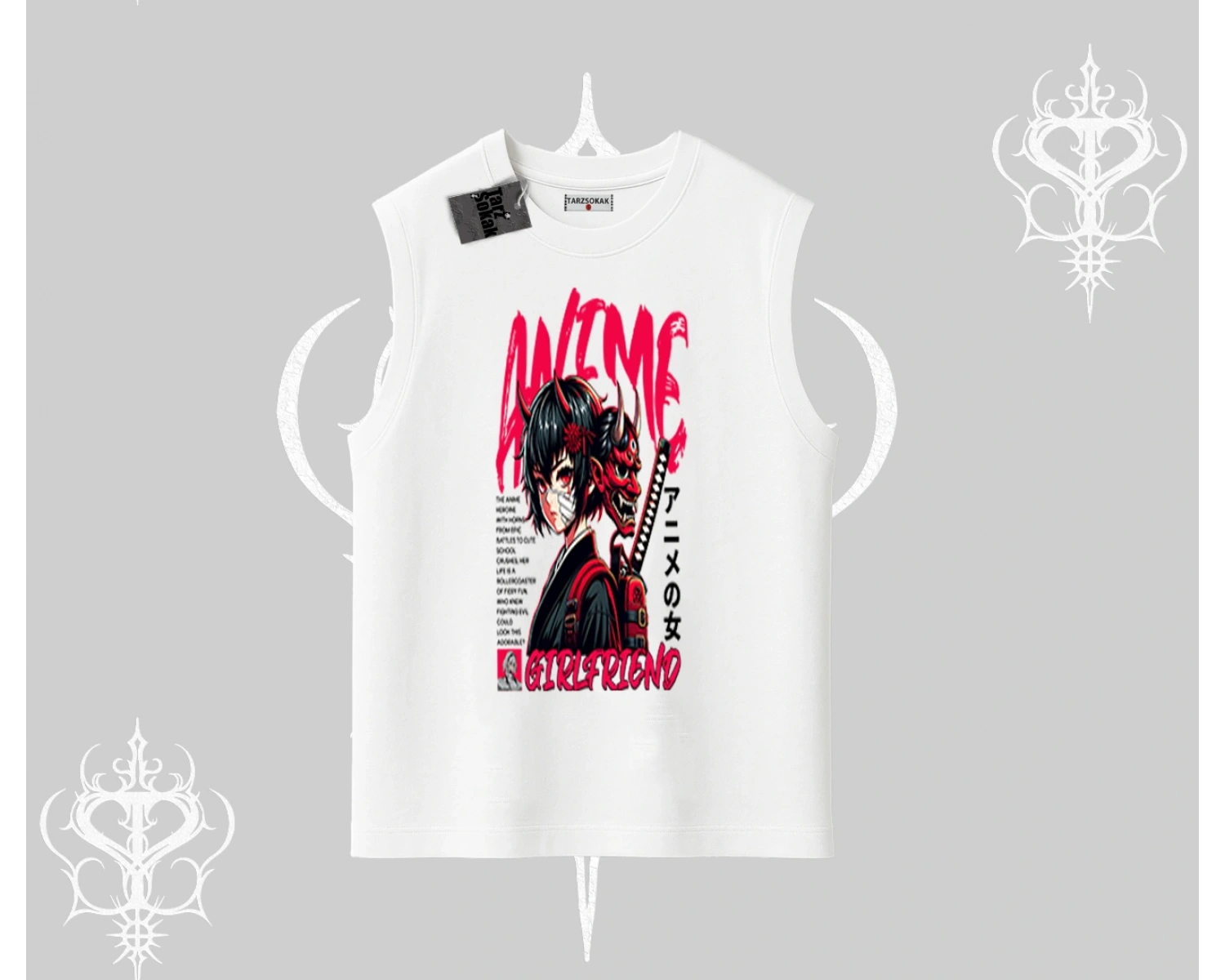 Kolsuz Tshirt Anime Girlfriend Kırmızı