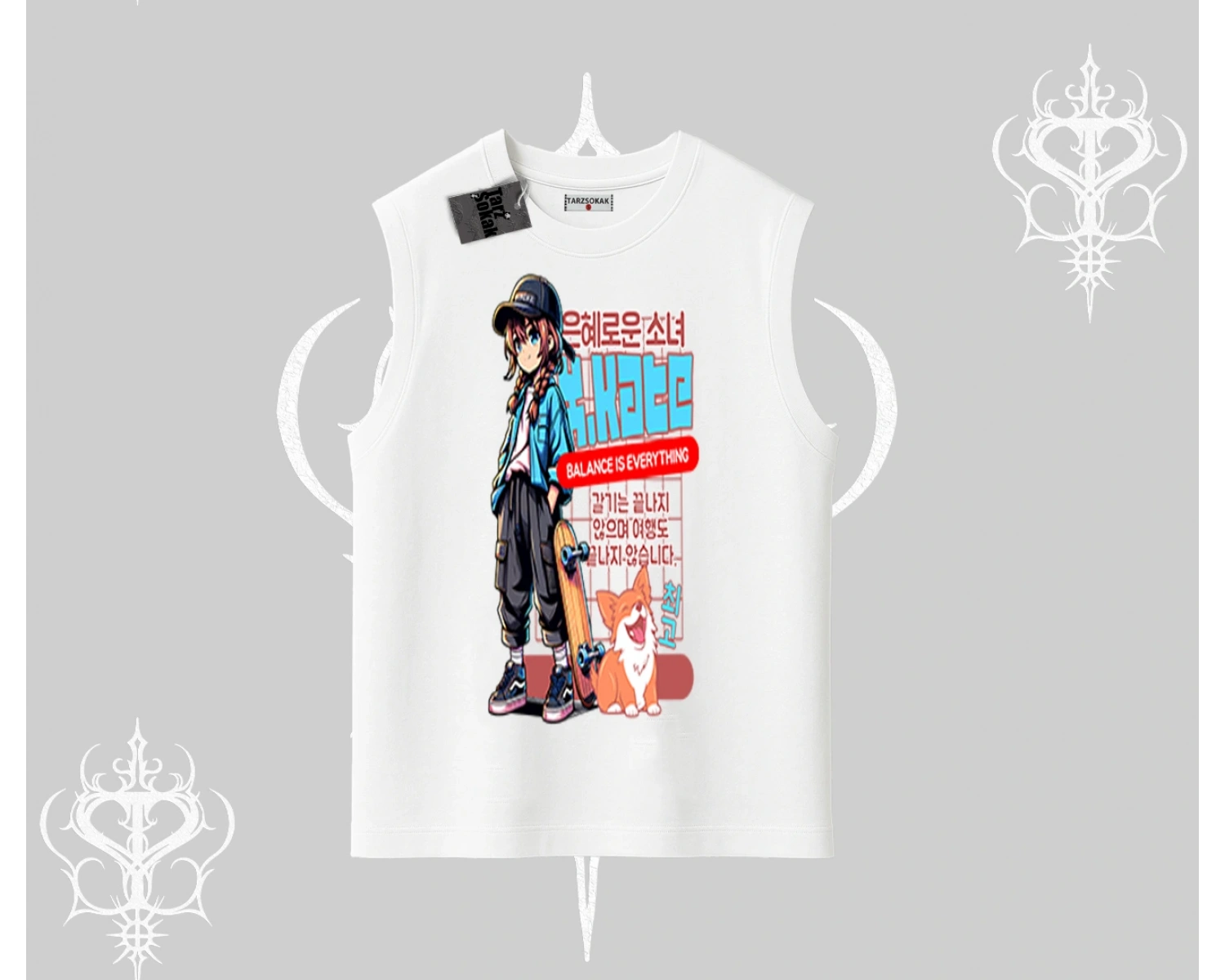 Kolsuz Tshirt Anime Hiker Girl Balance Is Everything Baskılı
