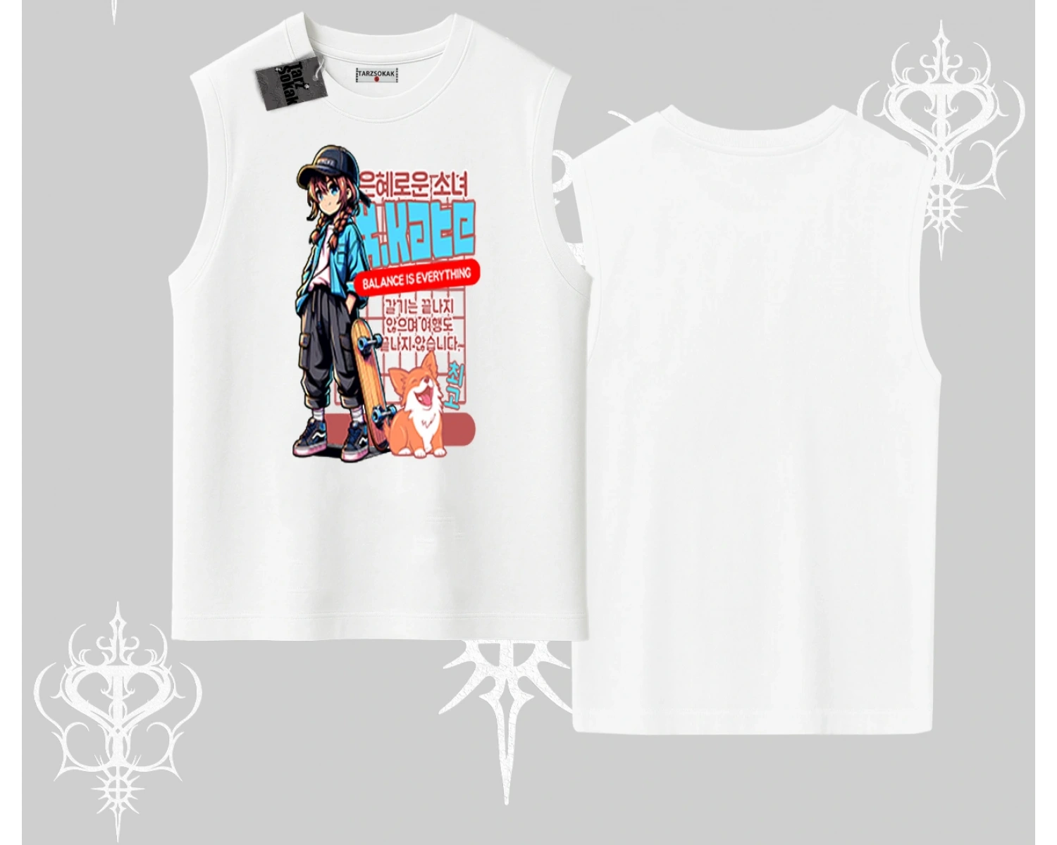 Kolsuz Tshirt Anime Hiker Girl Balance Is Everything Baskılı