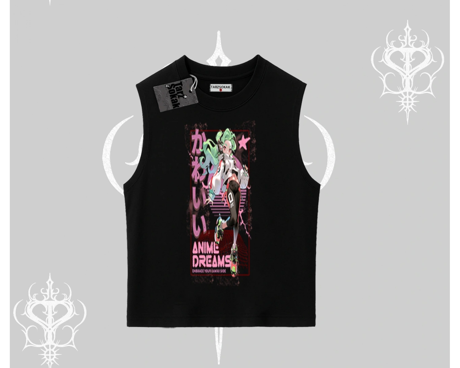 Kolsuz Tshirt Anime Kawaii Japon Kız Desenli