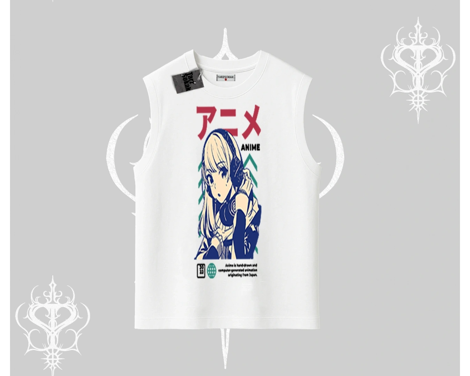 Kolsuz Tshirt Anime Kız Desenli Japon Tarzı