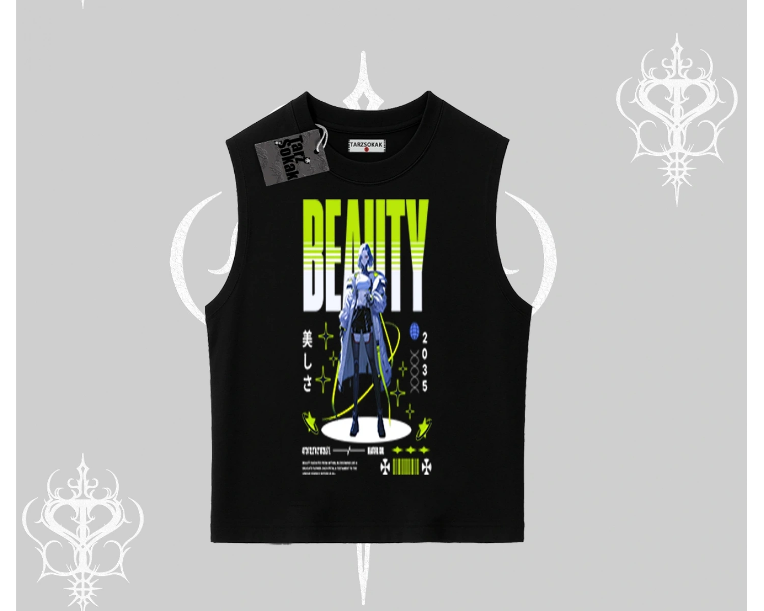 Kolsuz Tshirt Anime Unity Neon Detaylı Grafik Baskılı