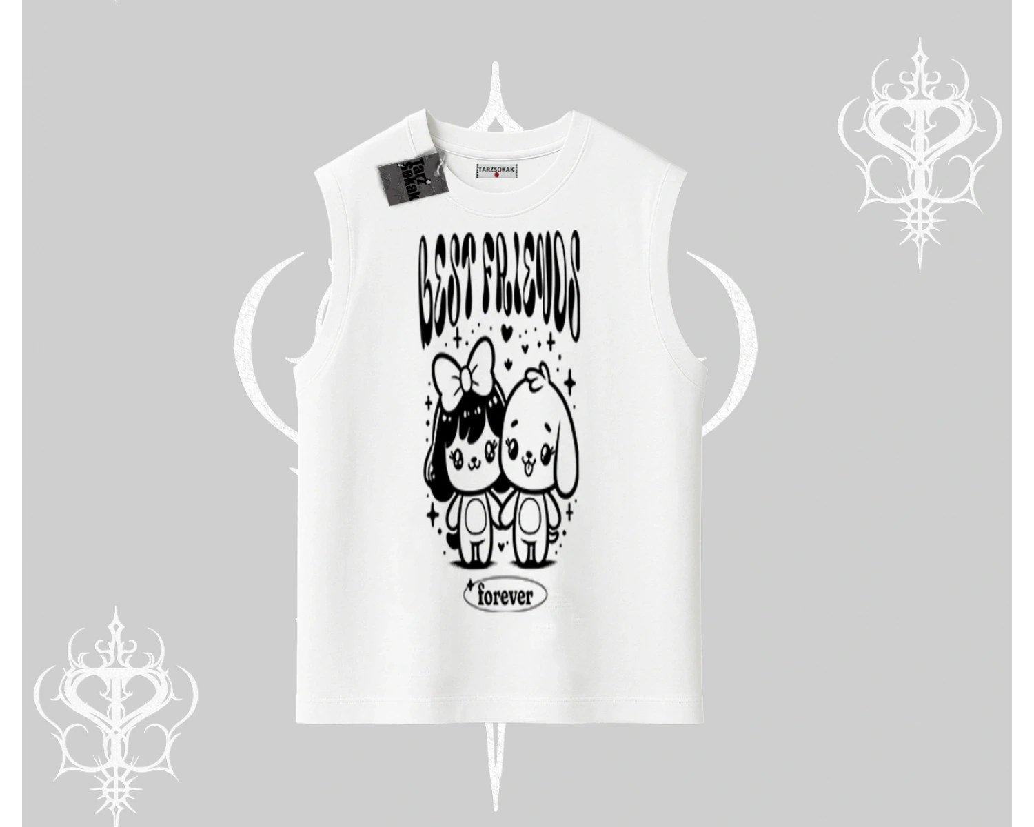 Kolsuz Tshirt Best Friends Forever Baskılı Sevimli Tasarım