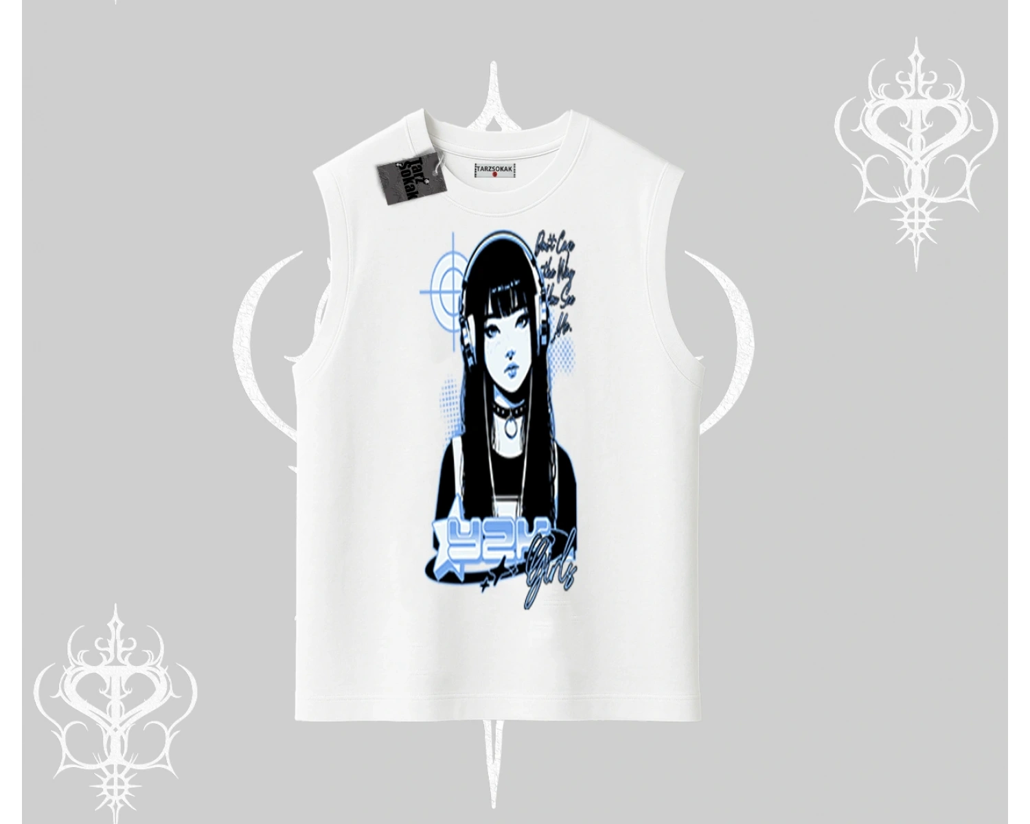 Kolsuz Tshirt Cyber Y2K Anime Girl Street Sound Aesthetic