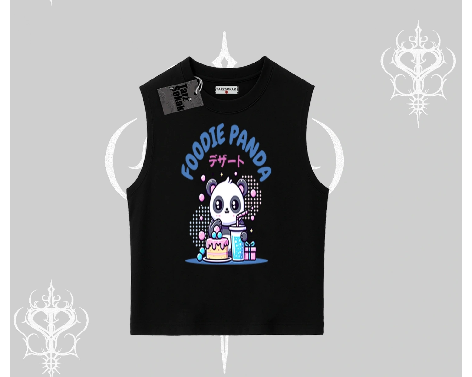 Kolsuz Tshirt Foodie Panda Tatlı ve Sevimli Panda Baskılı