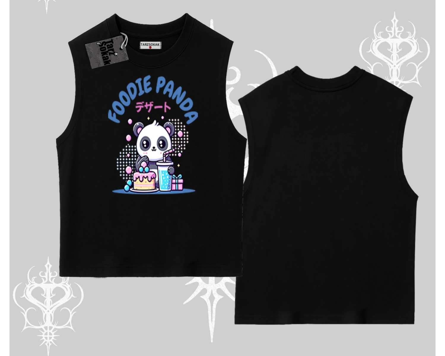 Kolsuz Tshirt Foodie Panda Tatlı ve Sevimli Panda Baskılı