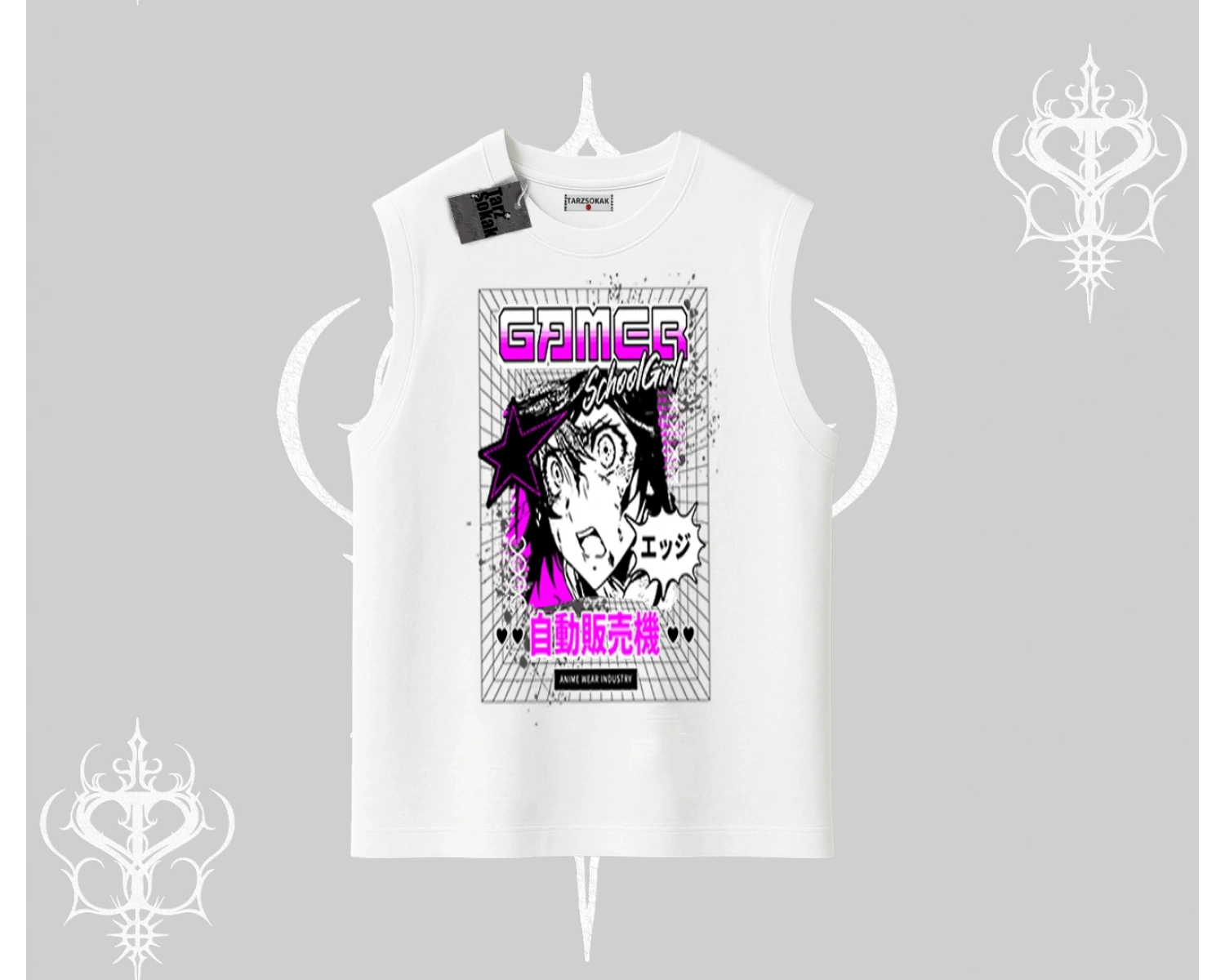 Kolsuz Tshirt Games Schoolgirl Anime Baskılı