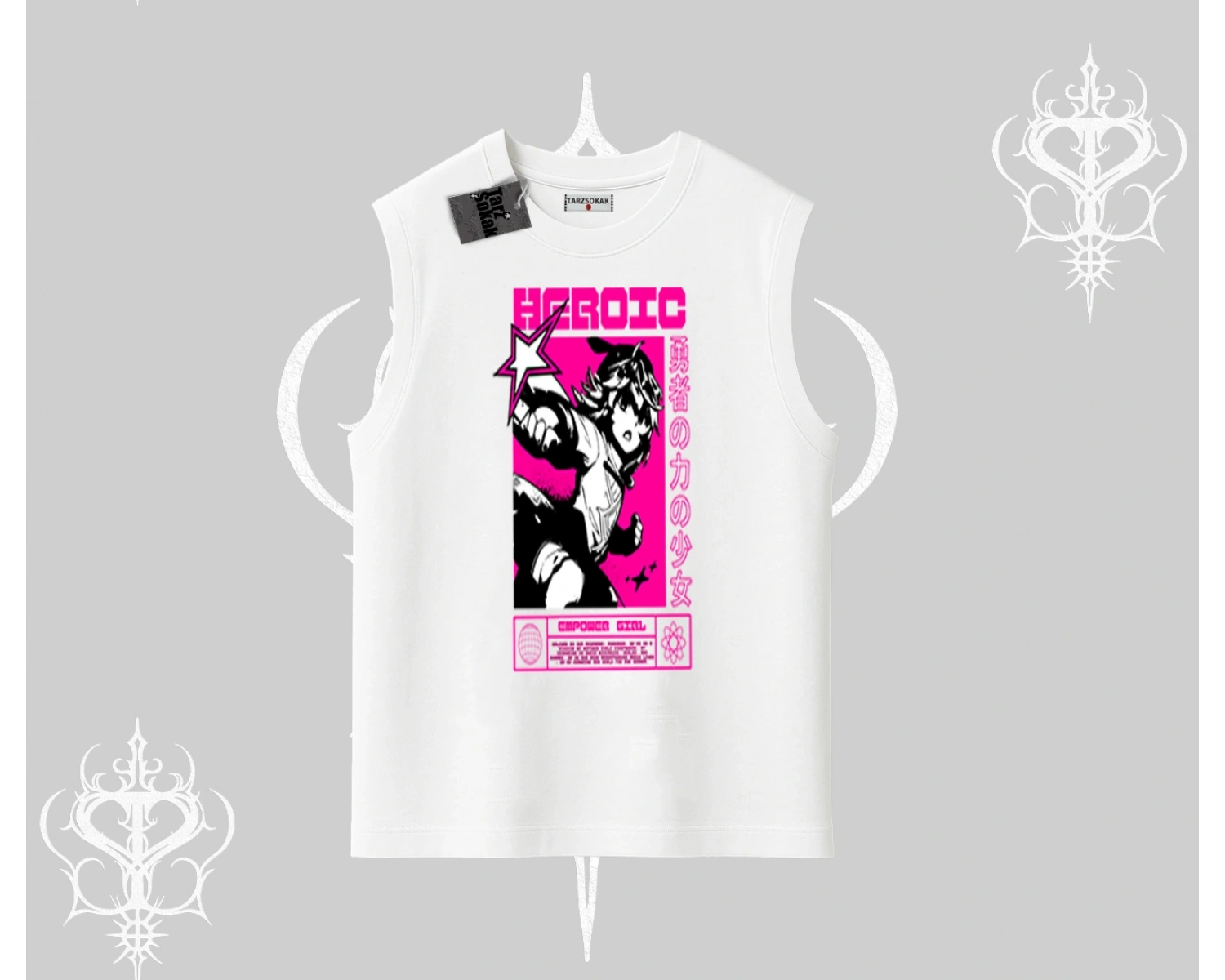 Kolsuz Tshirt Heroic Anime Girl Japon Stil Grafik Baskılı