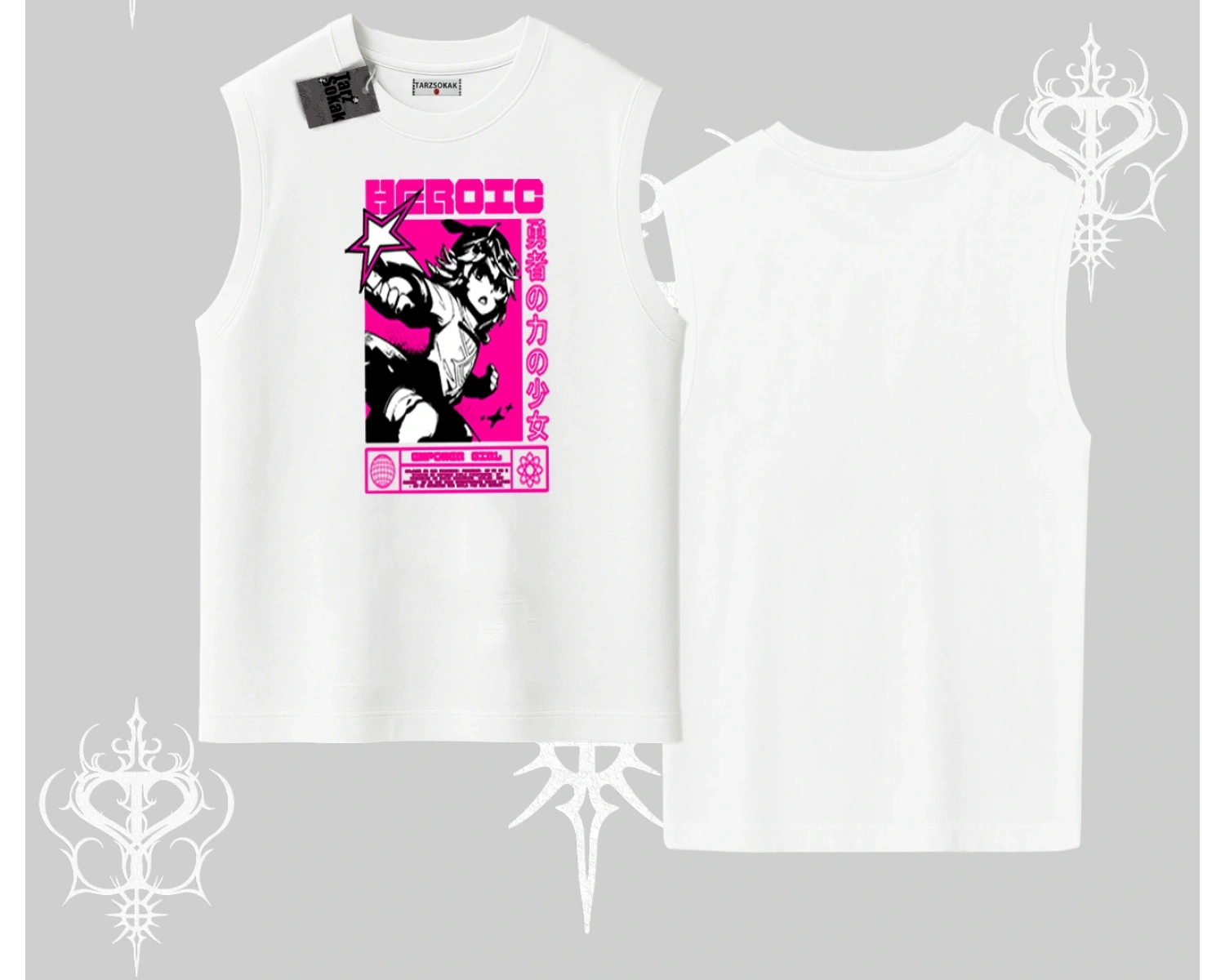 Kolsuz Tshirt Heroic Anime Girl Japon Stil Grafik Baskılı